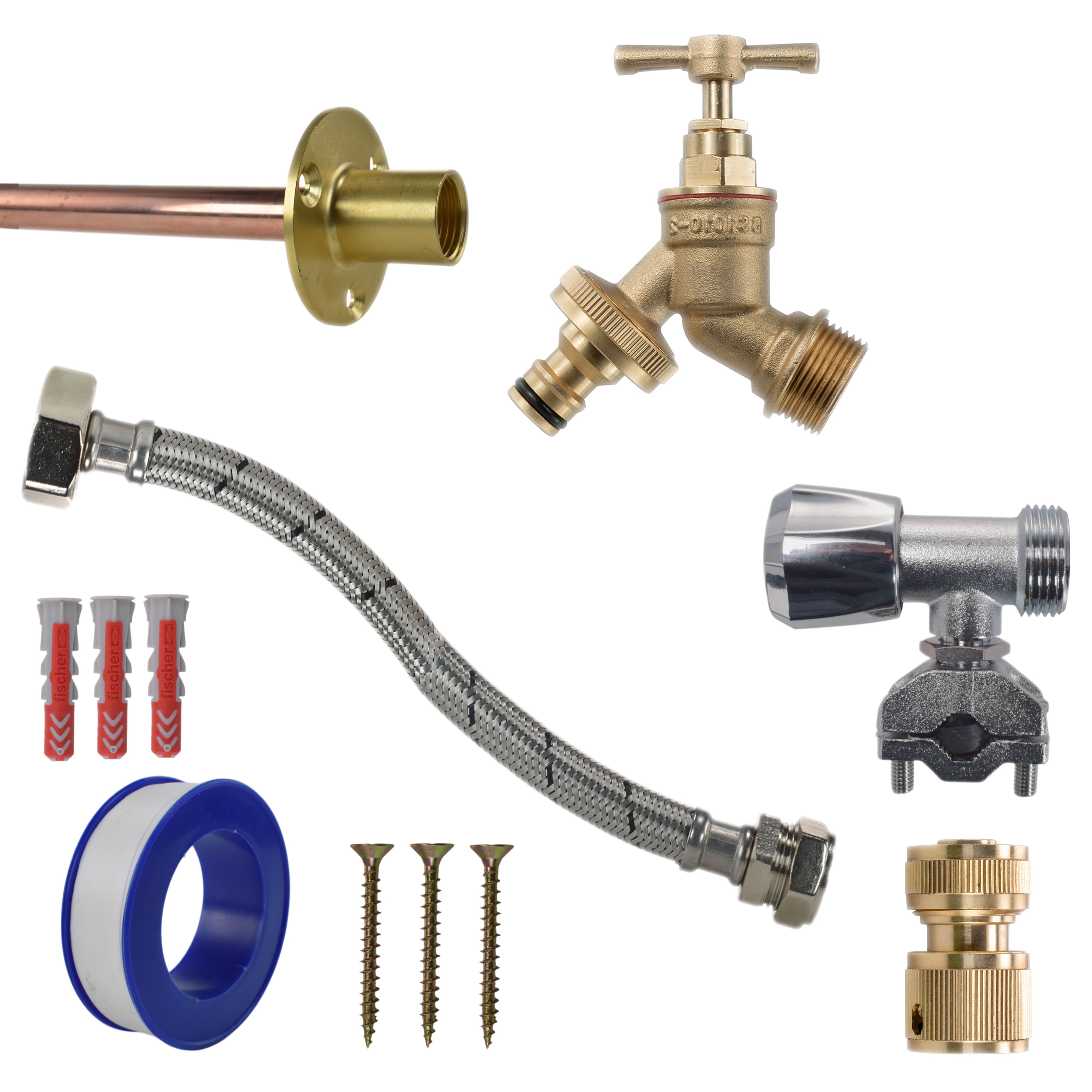 Brass Quick Connect Bib Tap FULL Connection Kit