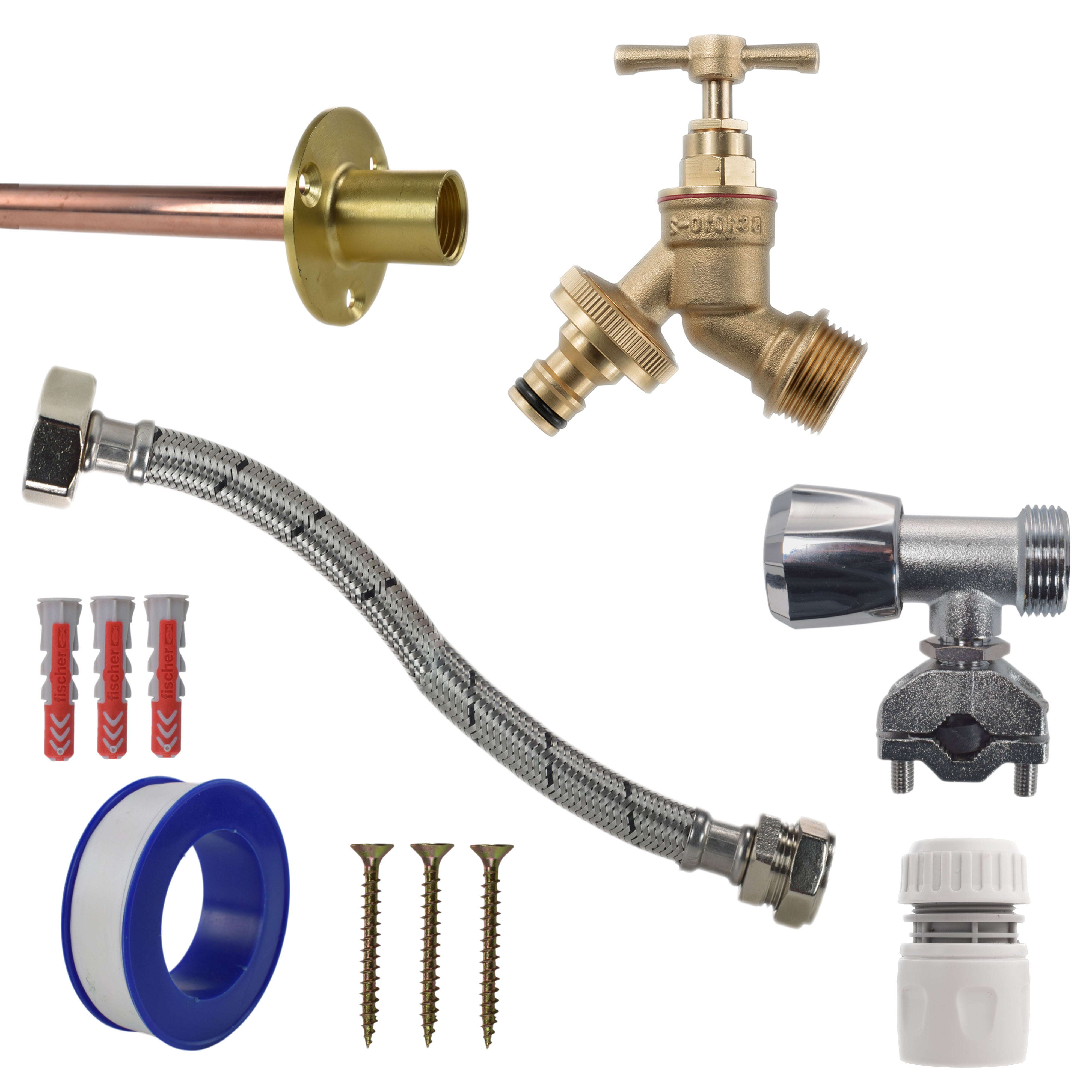 Brass Quick Connect Bib Tap FULL Connection Kit