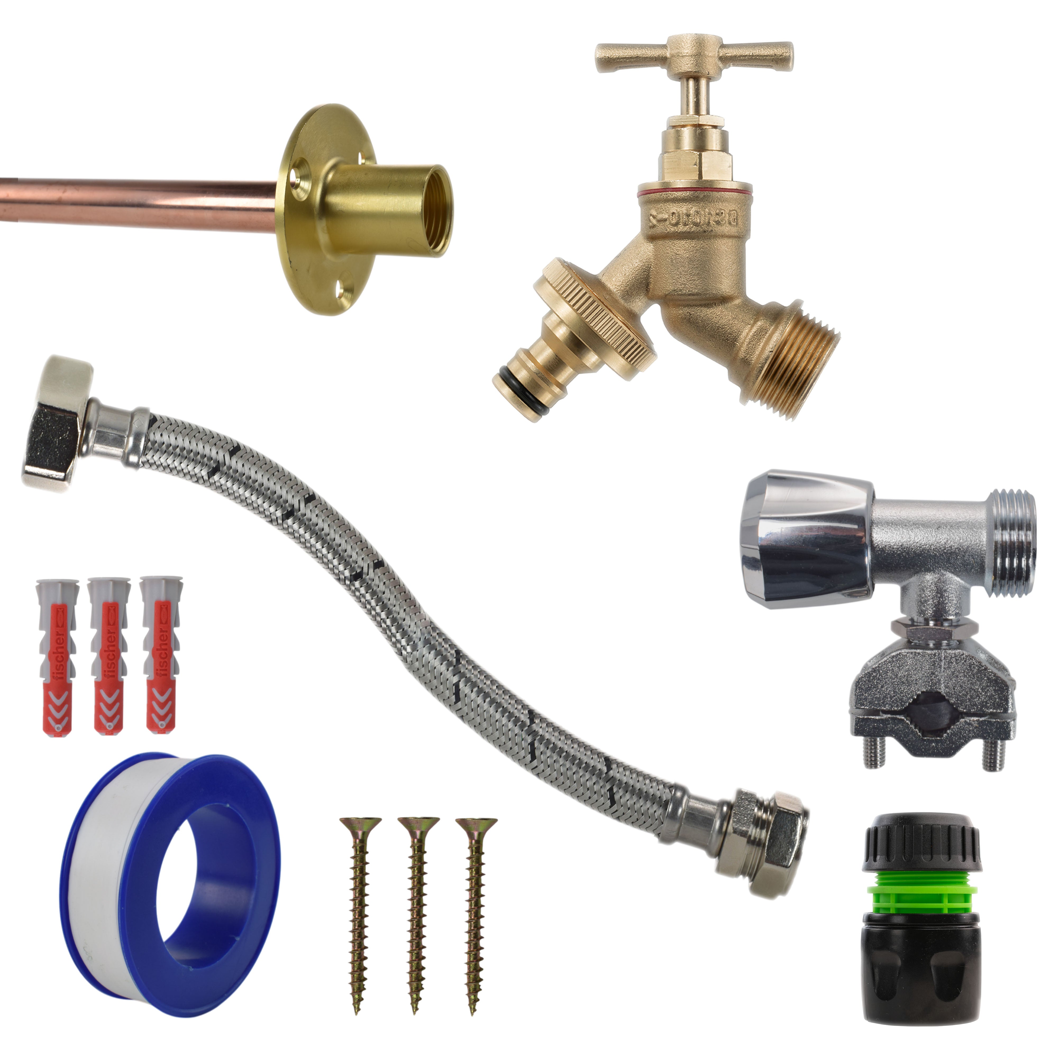 Brass Quick Connect Bib Tap FULL Connection Kit