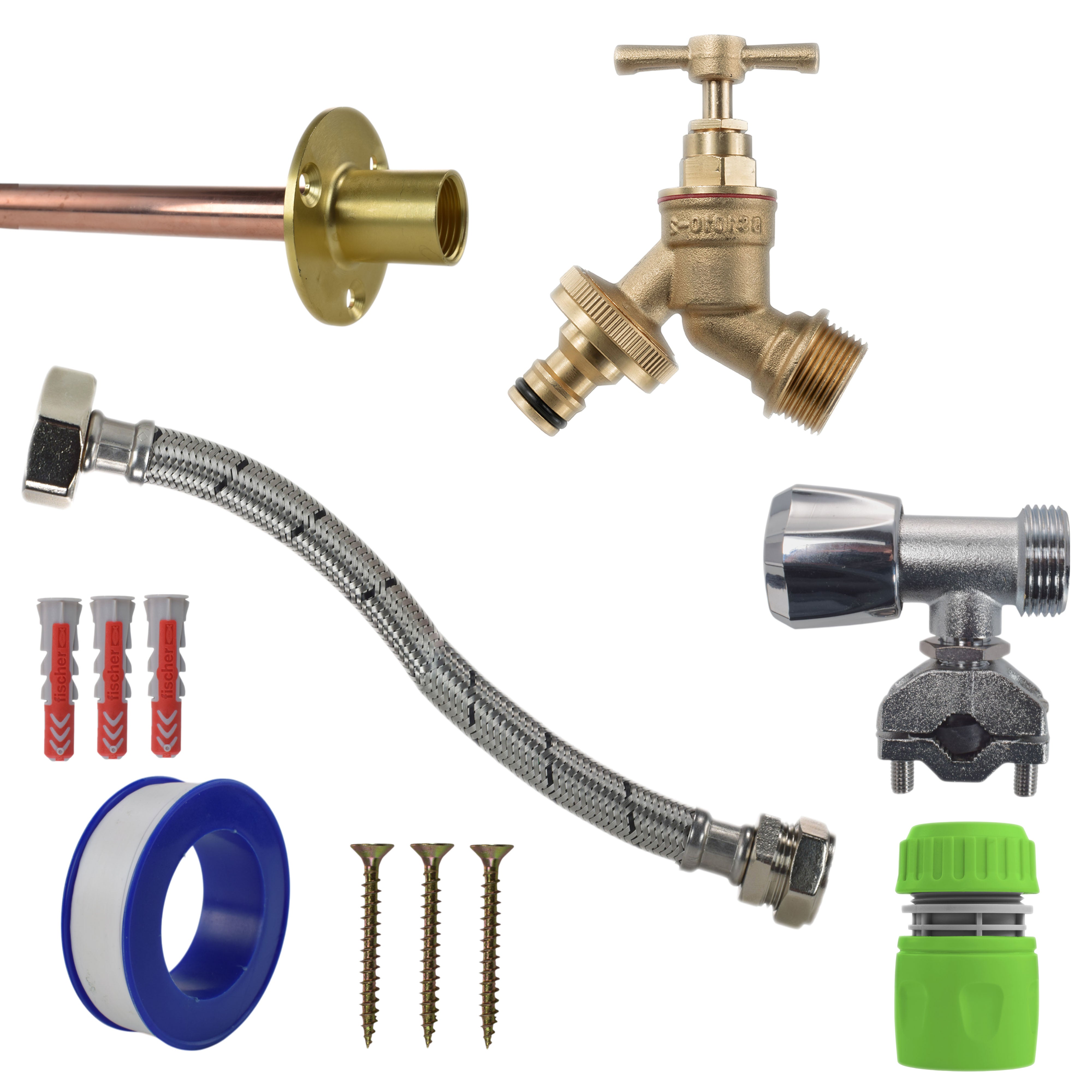 Brass Quick Connect Bib Tap FULL Connection Kit