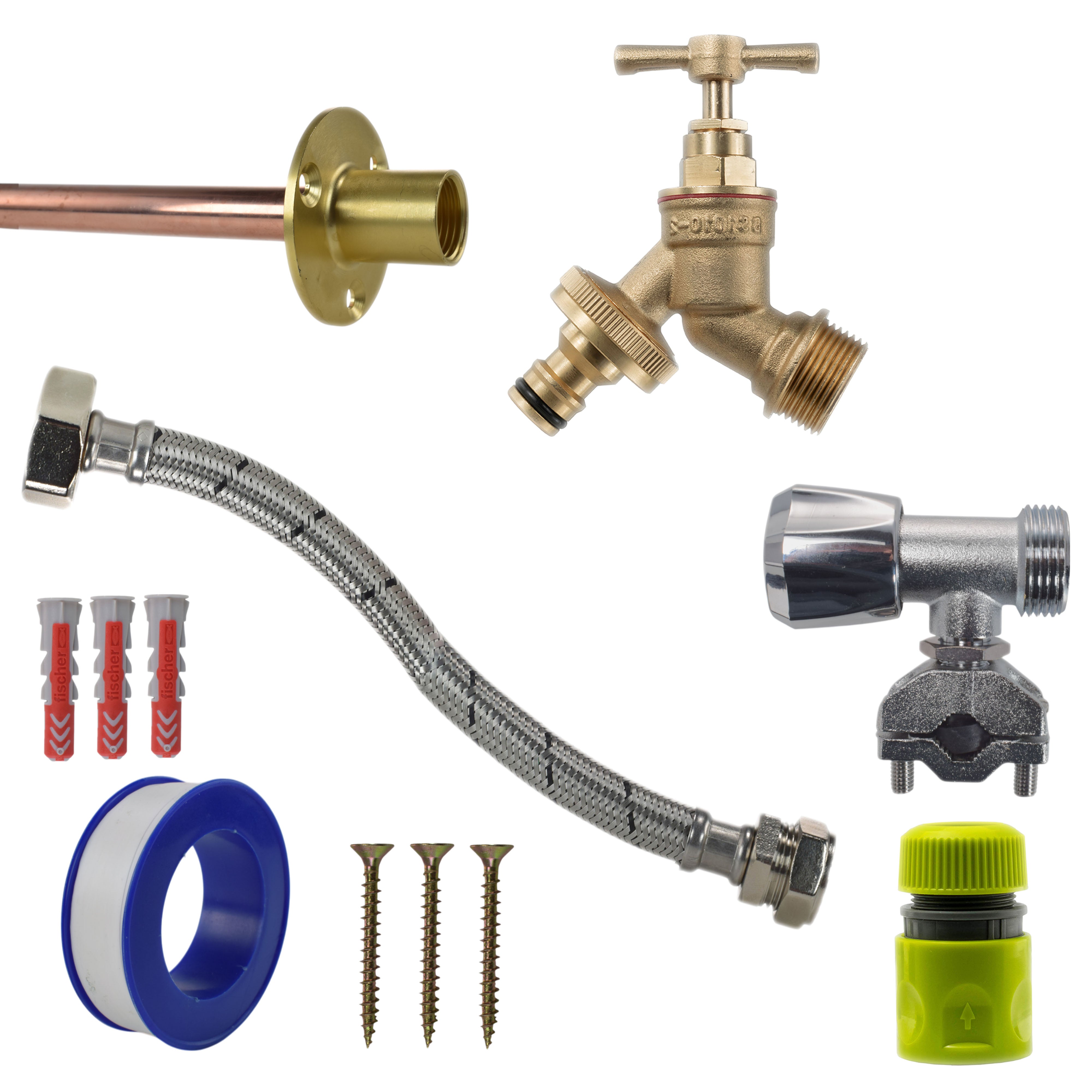 Brass Quick Connect Bib Tap FULL Connection Kit