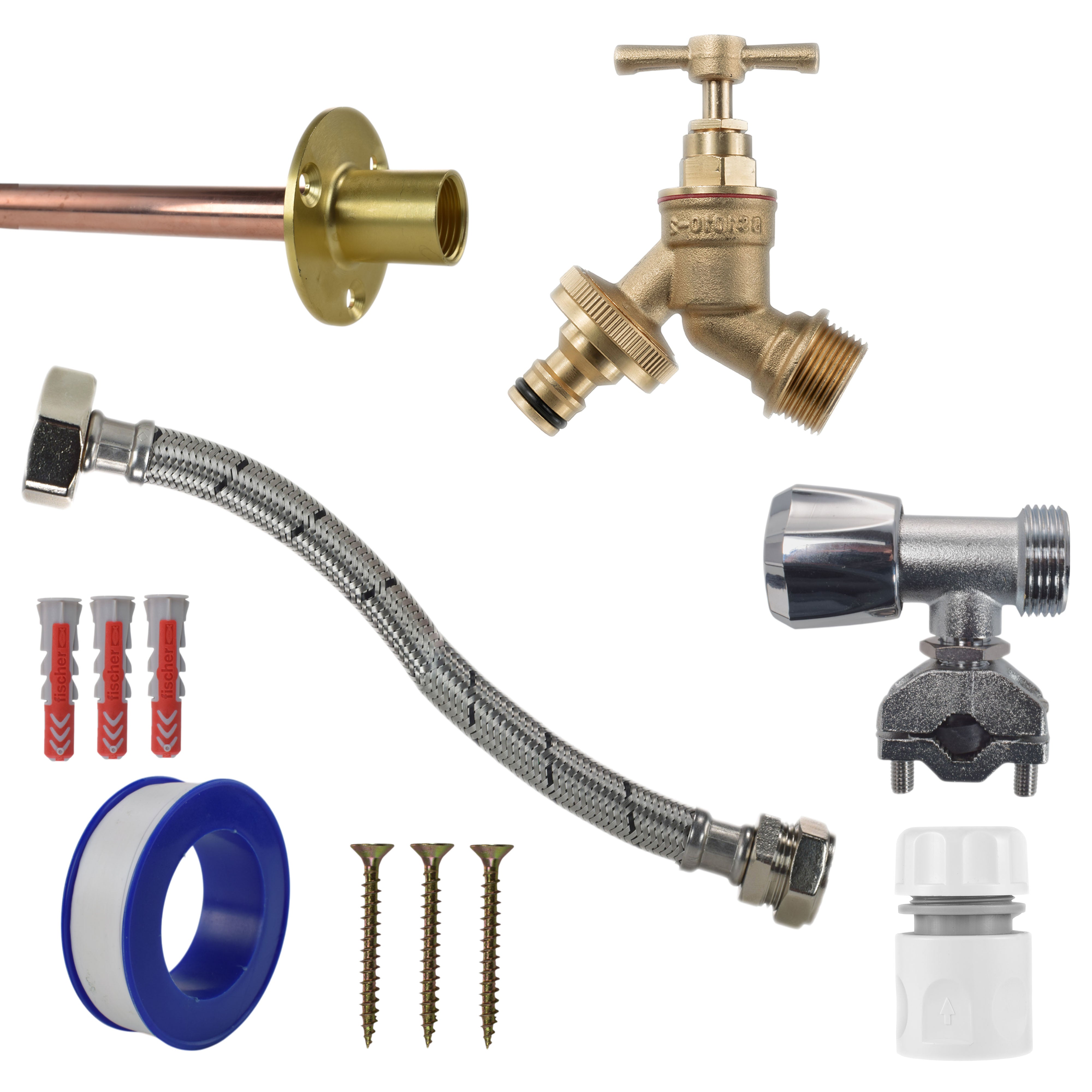 Brass Quick Connect Bib Tap FULL Connection Kit