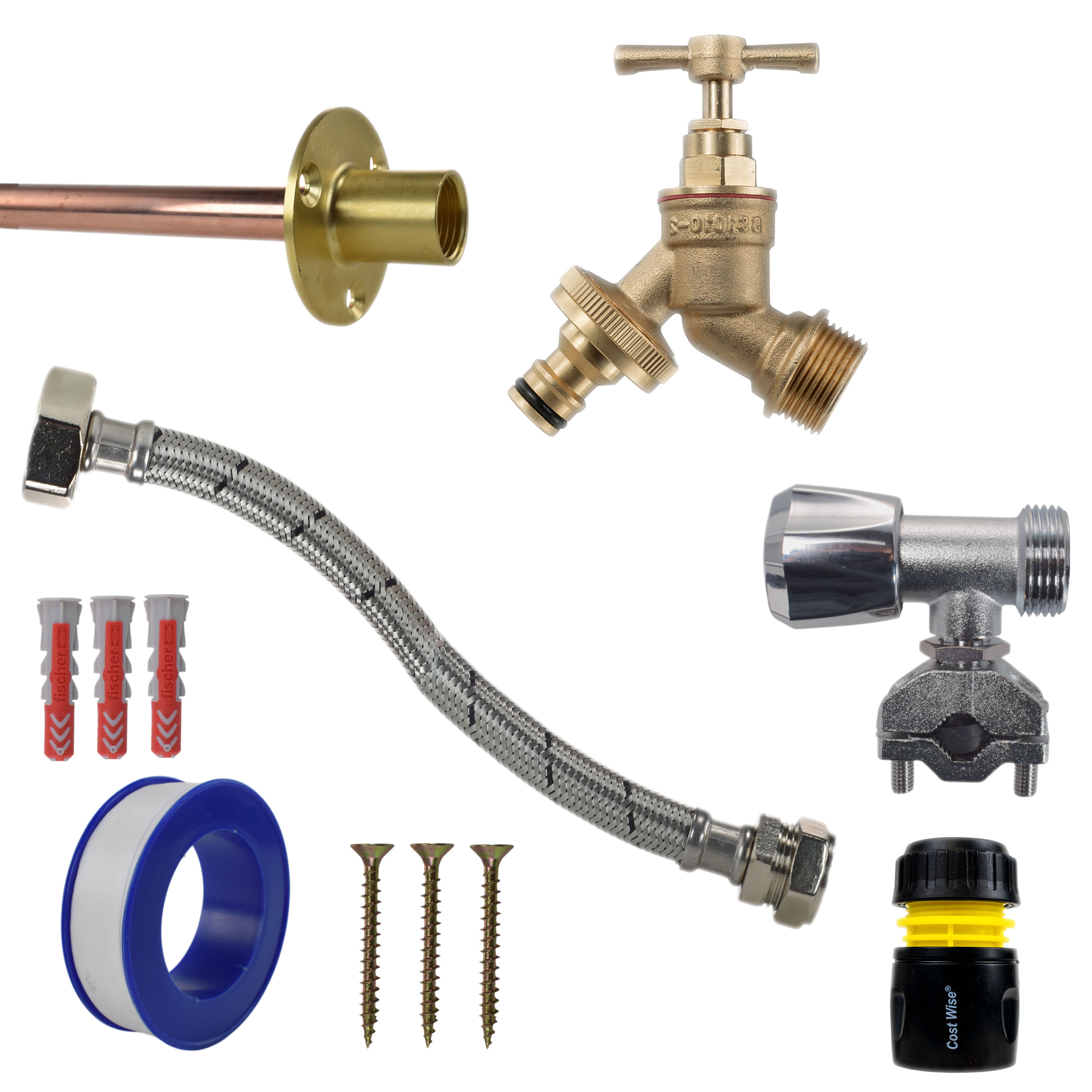 Brass Quick Connect Bib Tap FULL Connection Kit