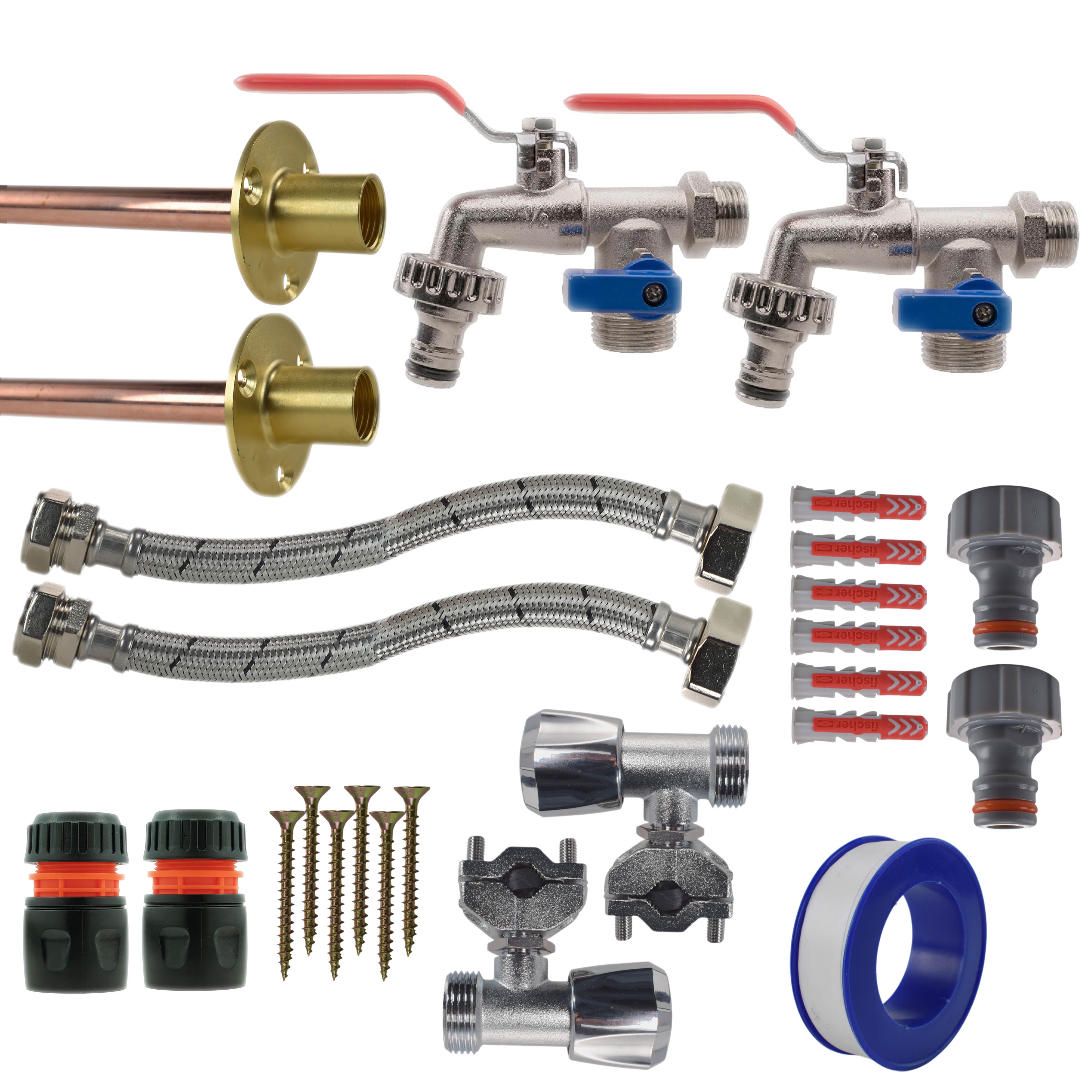 Double Lever Tap FULL Connection Kit x2
