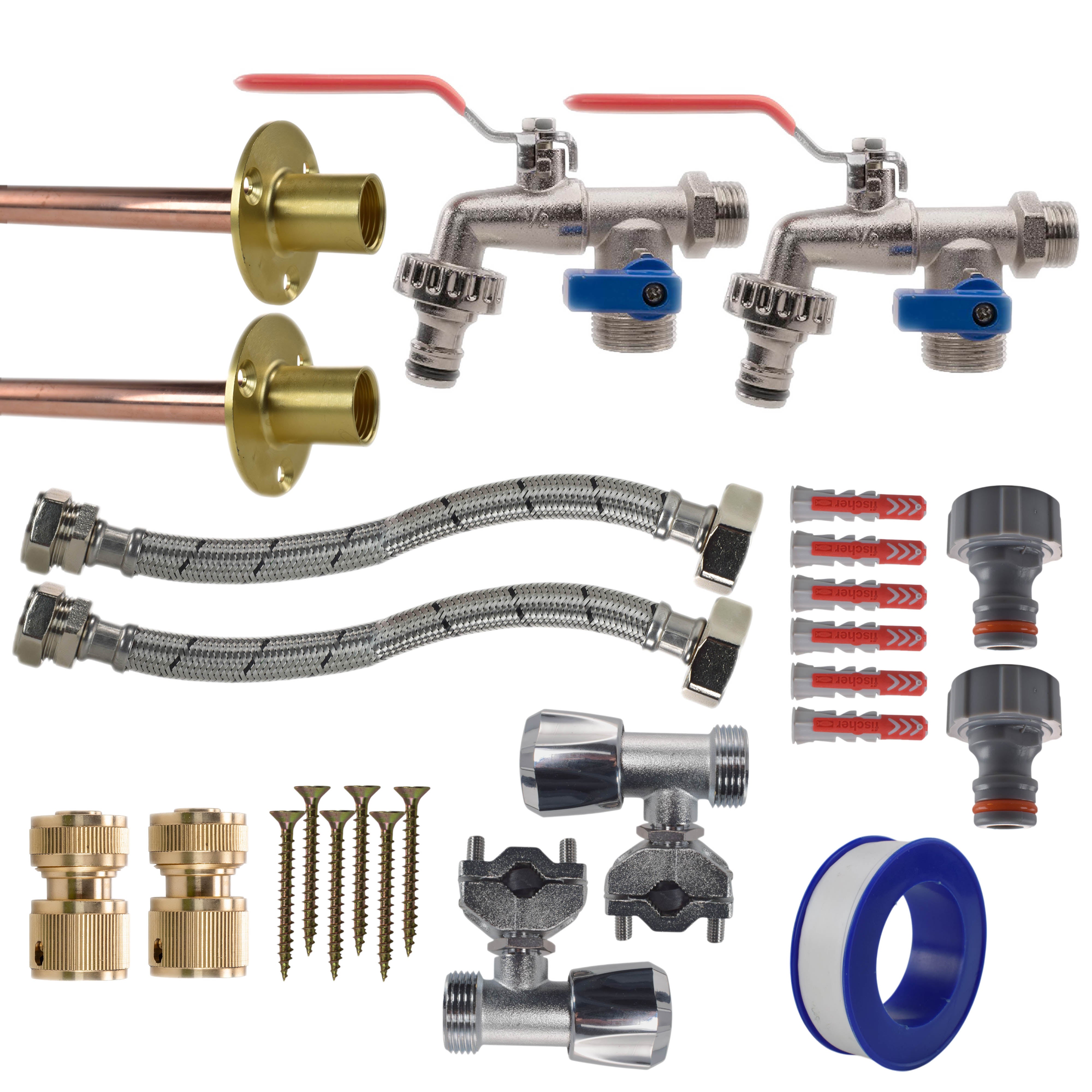 Double Lever Tap FULL Connection Kit x2