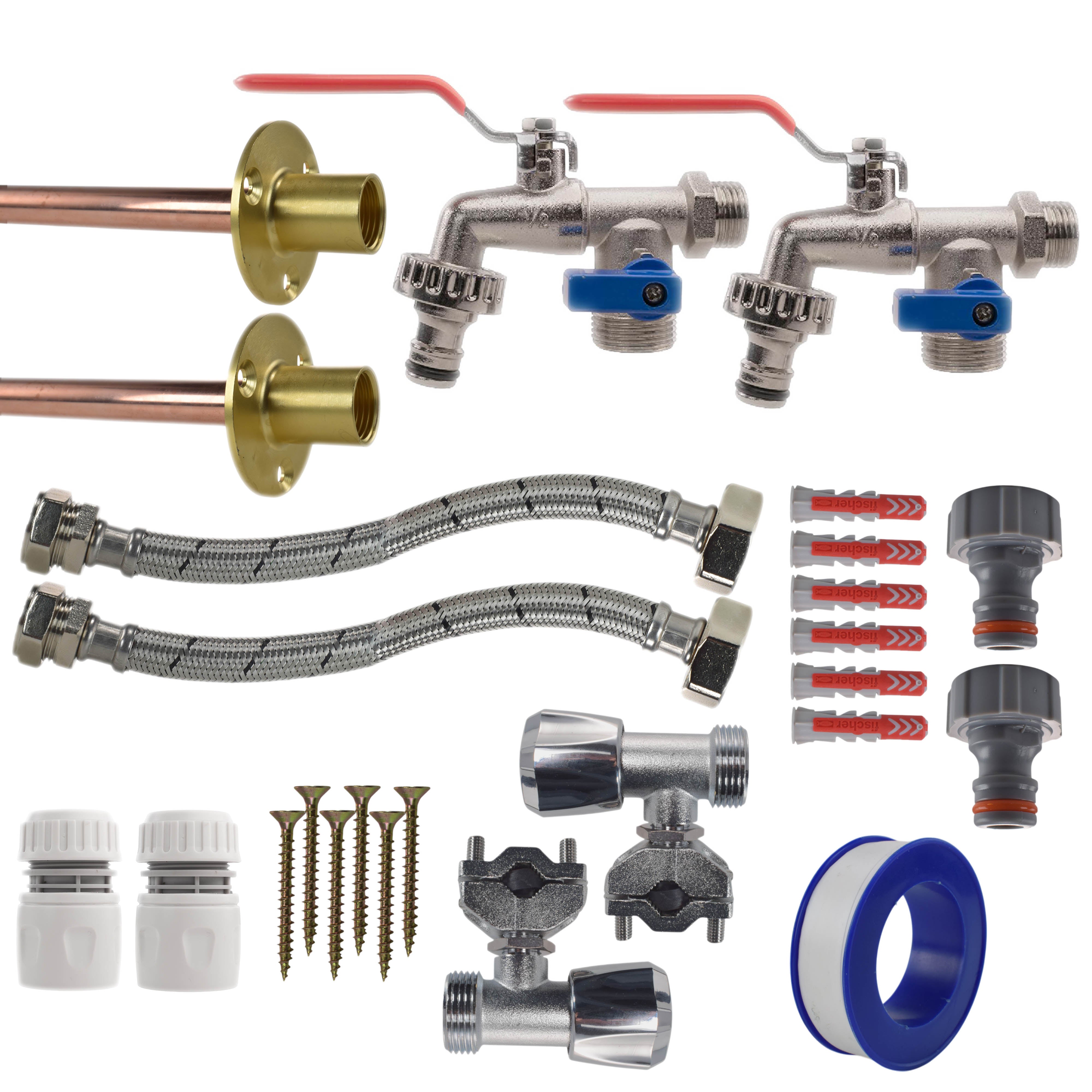 Double Lever Tap FULL Connection Kit x2