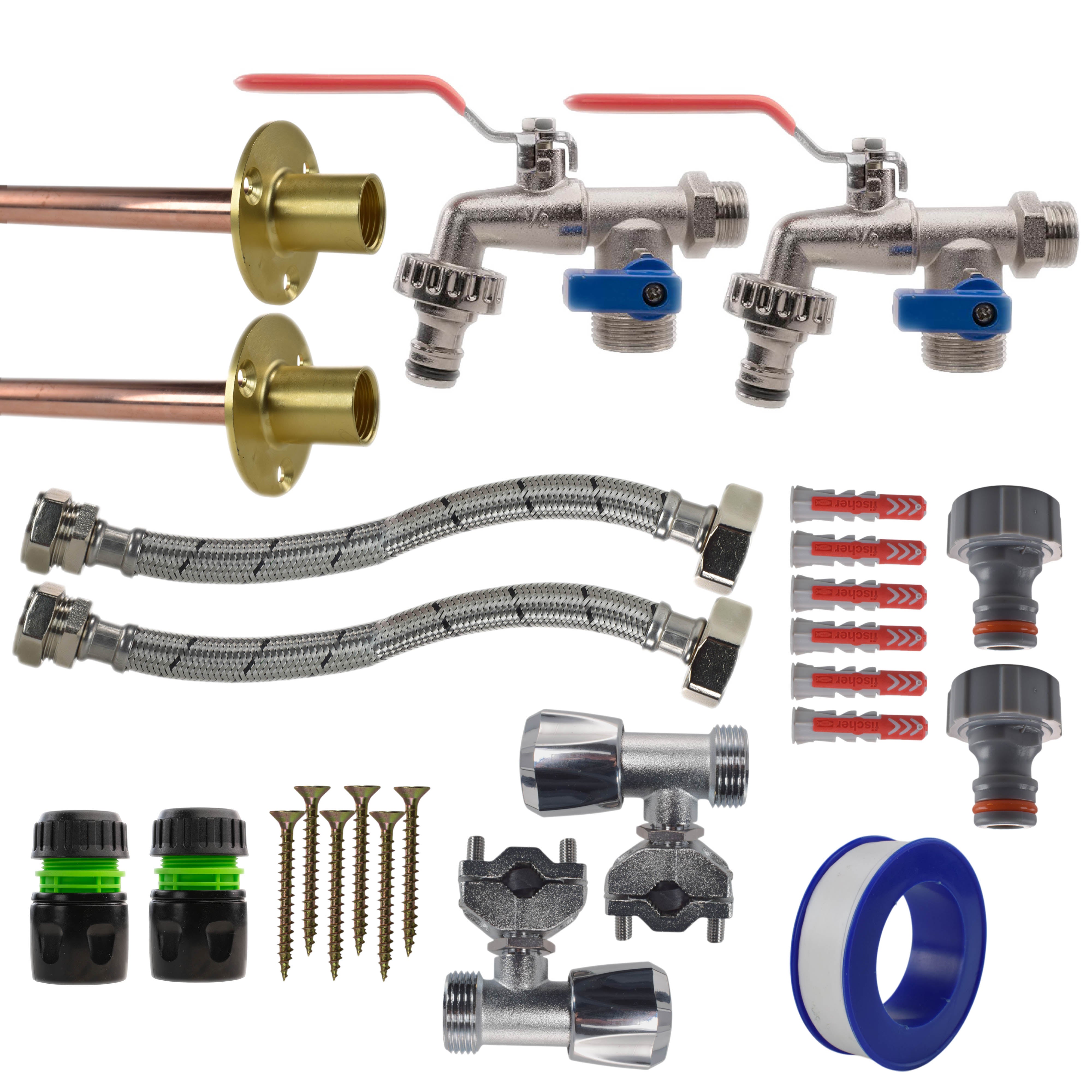 Double Lever Tap FULL Connection Kit x2