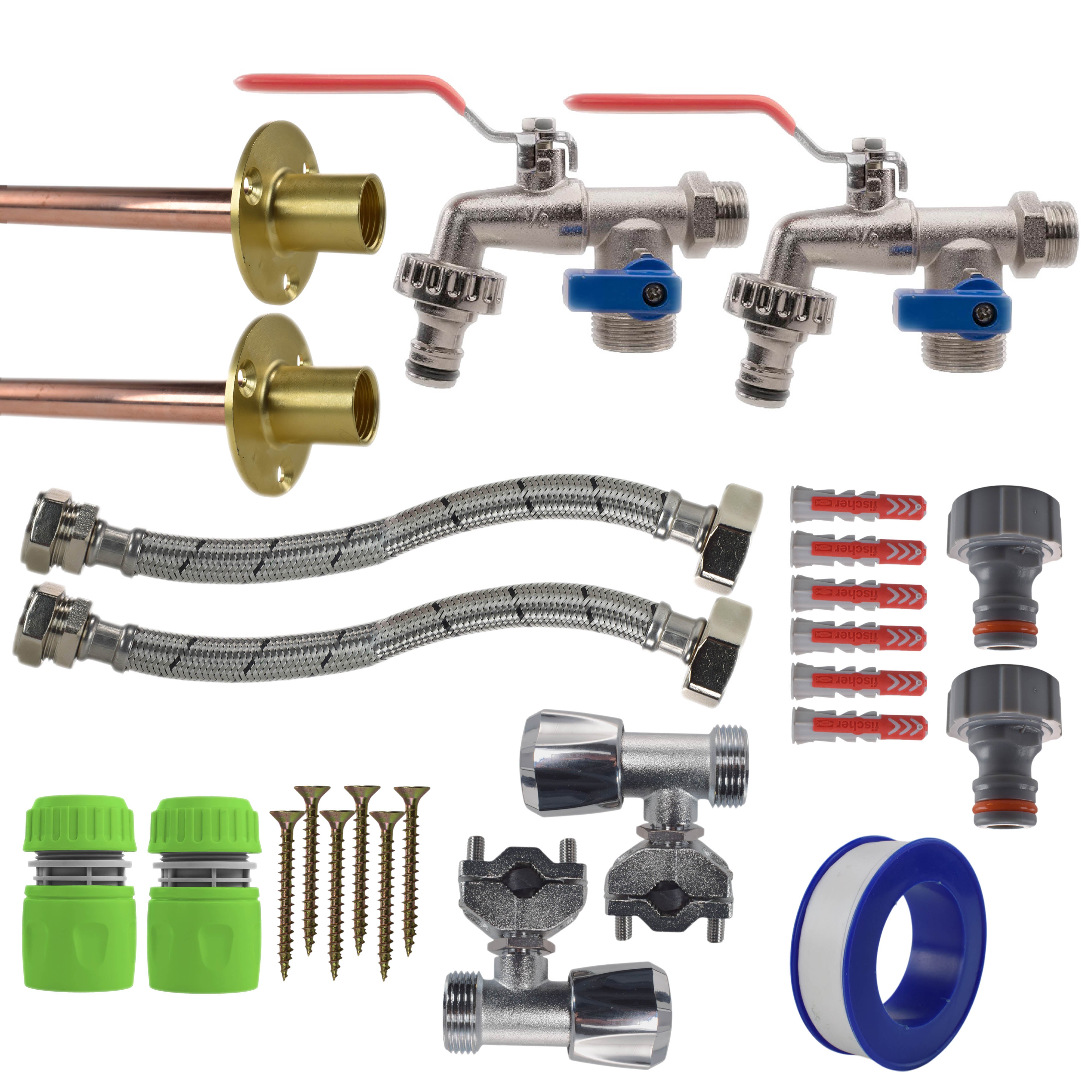 Double Lever Tap FULL Connection Kit x2