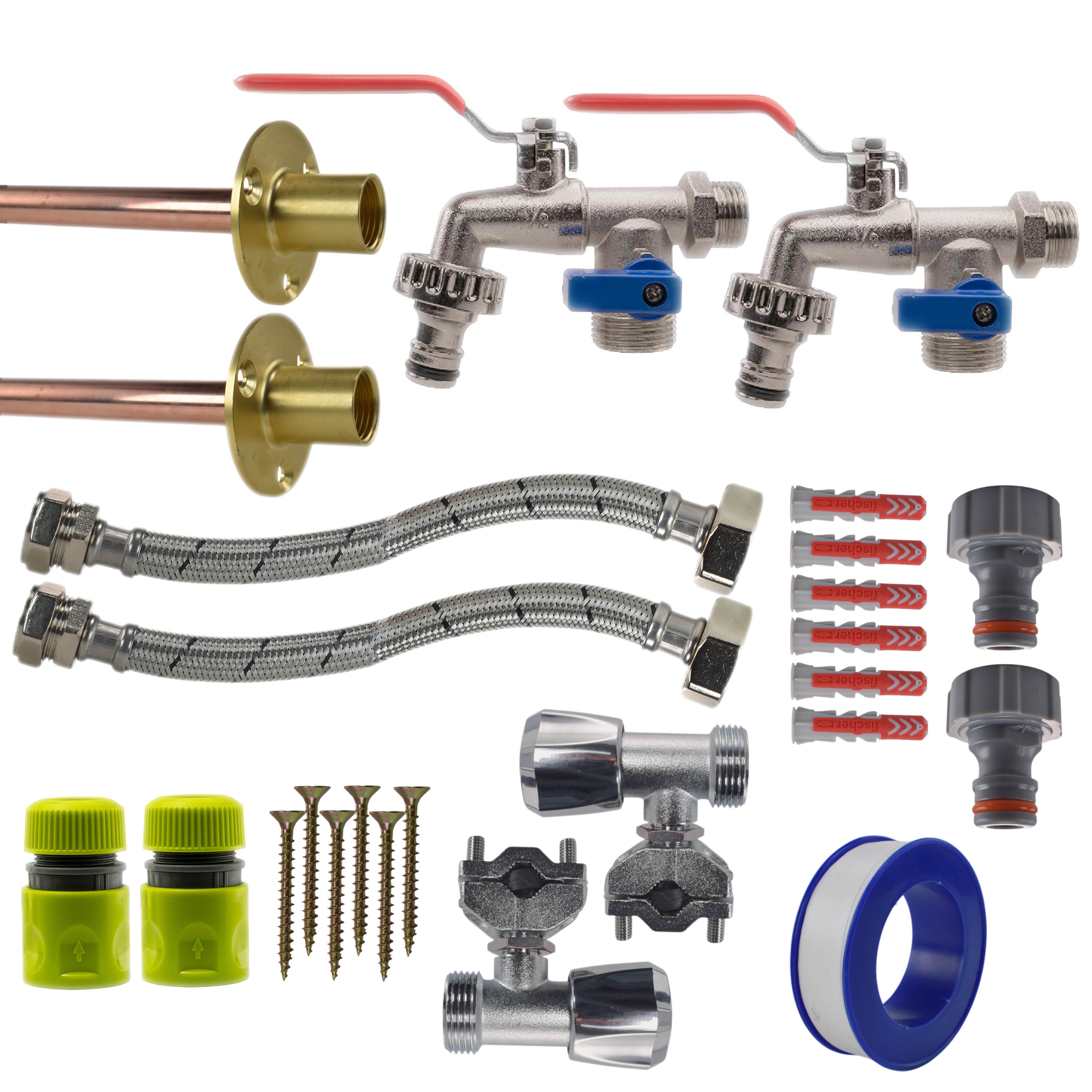 Double Lever Tap FULL Connection Kit x2