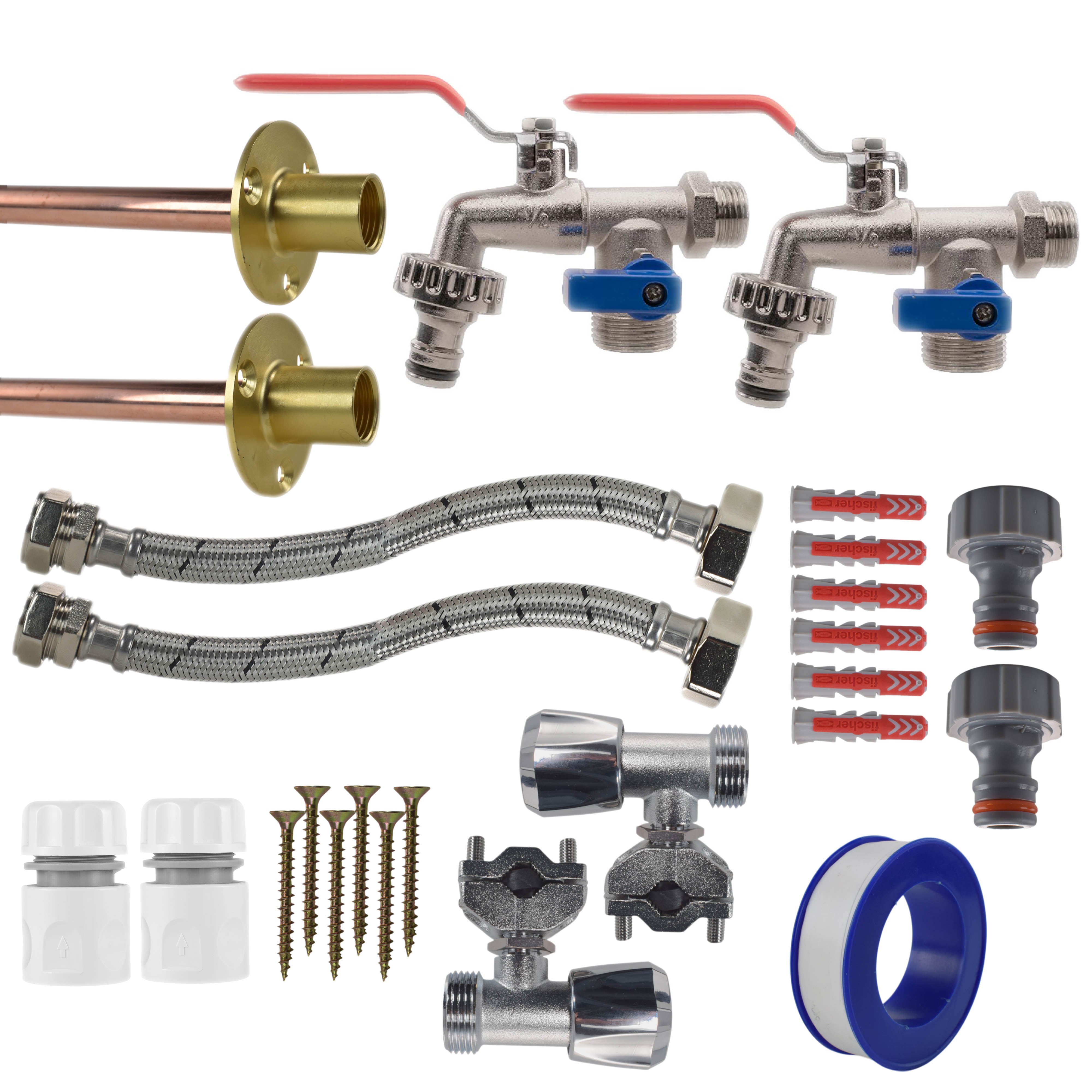 Double Lever Tap FULL Connection Kit x2