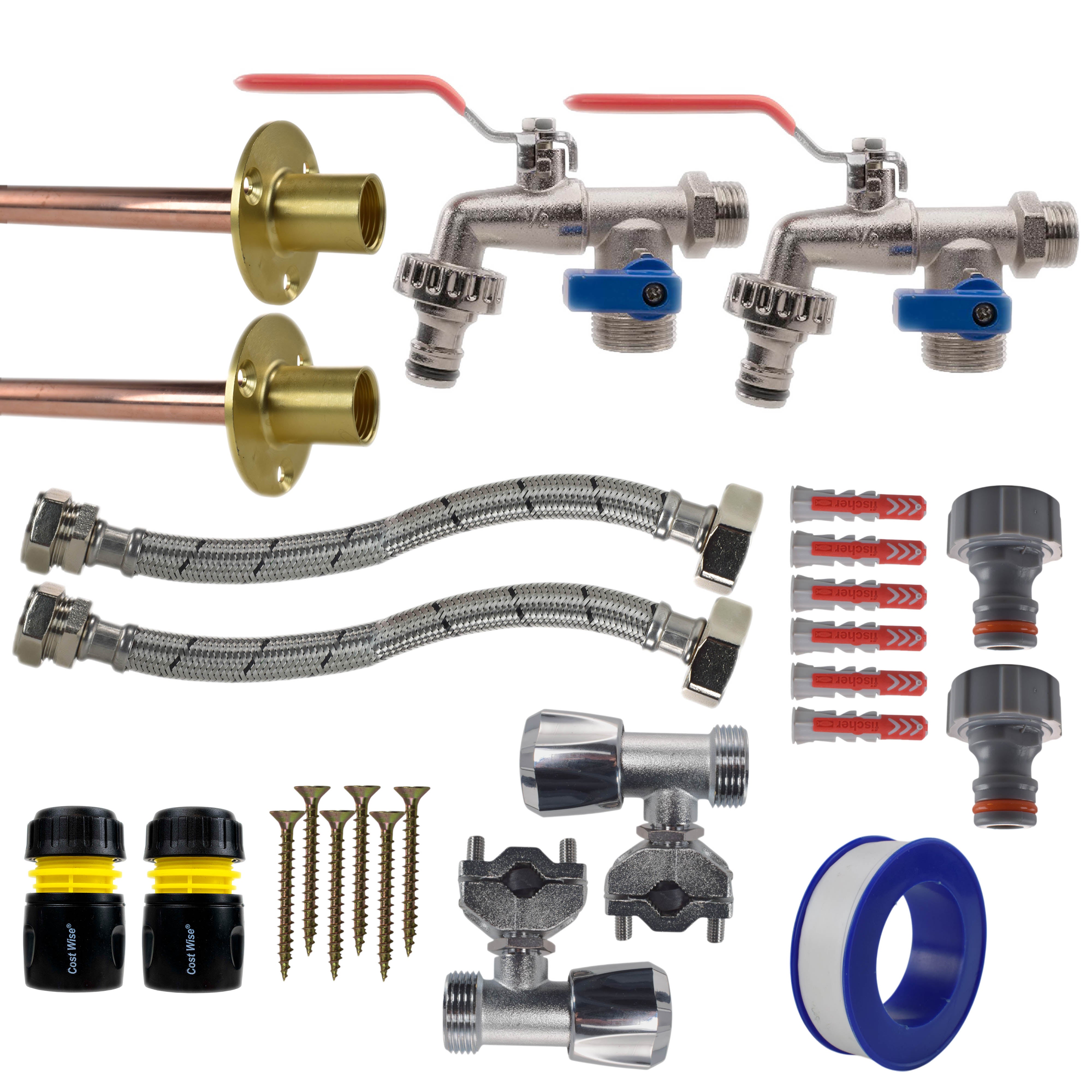 Double Lever Tap FULL Connection Kit x2