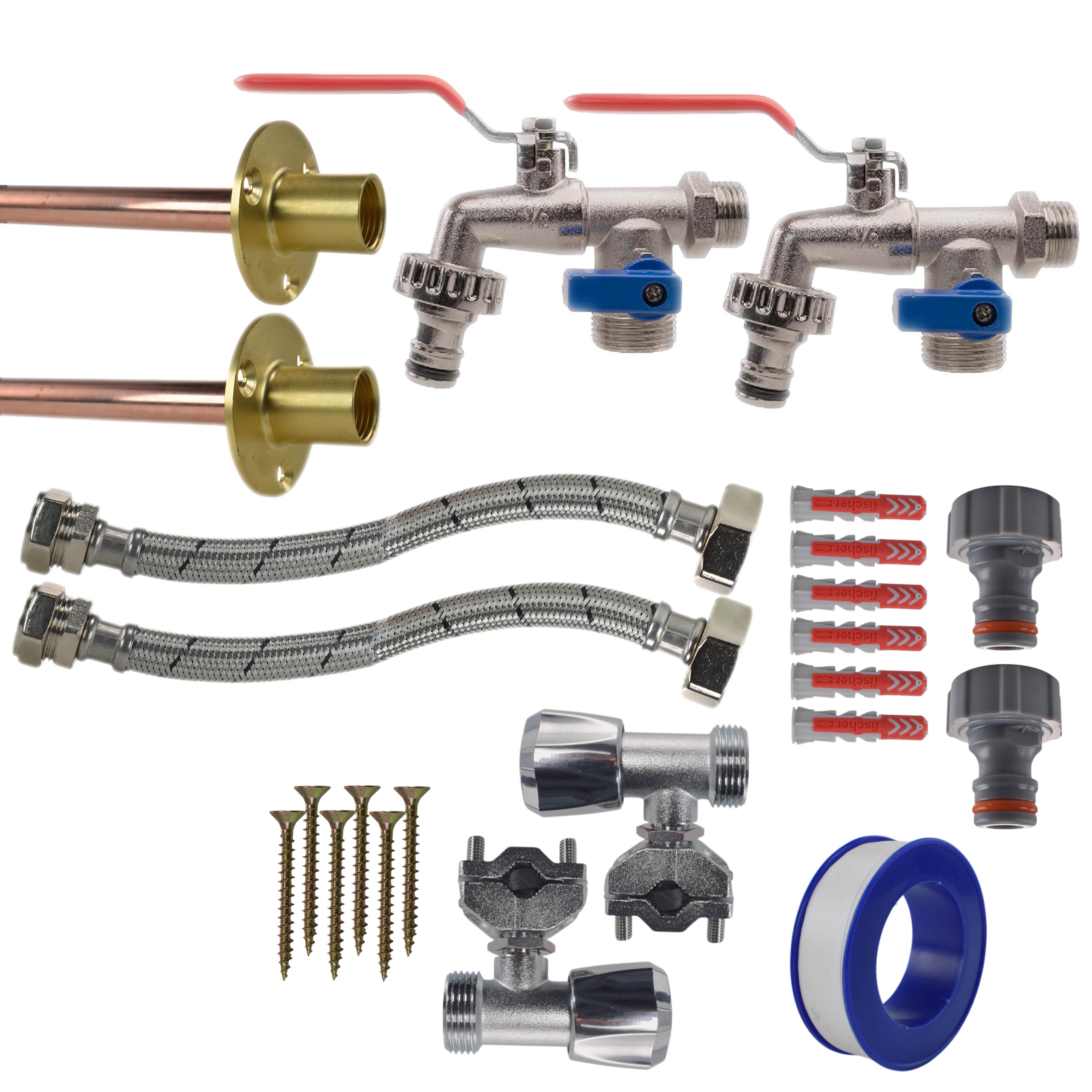Double Lever Tap FULL Connection Kit x2