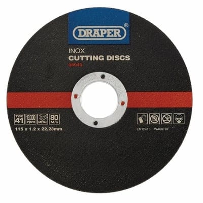 Draper Inox Flat Metal Cutting Disc 115 x 22.2 x 1.2mm (Pack of 10)