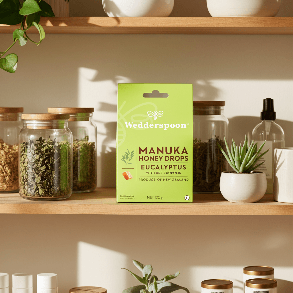 Wedderspoon Manuka Honey Drops – Eucalyptus (20 Drops)