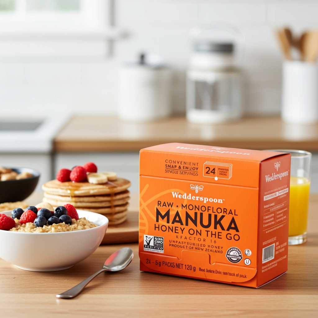 Wedderspoon Manuka Honey On The Go – KFactor 16+ Snap Packs (24 x 5g)