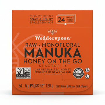 Wedderspoon Manuka Honey On The Go – KFactor 16+ Snap Packs (24 x 5g)