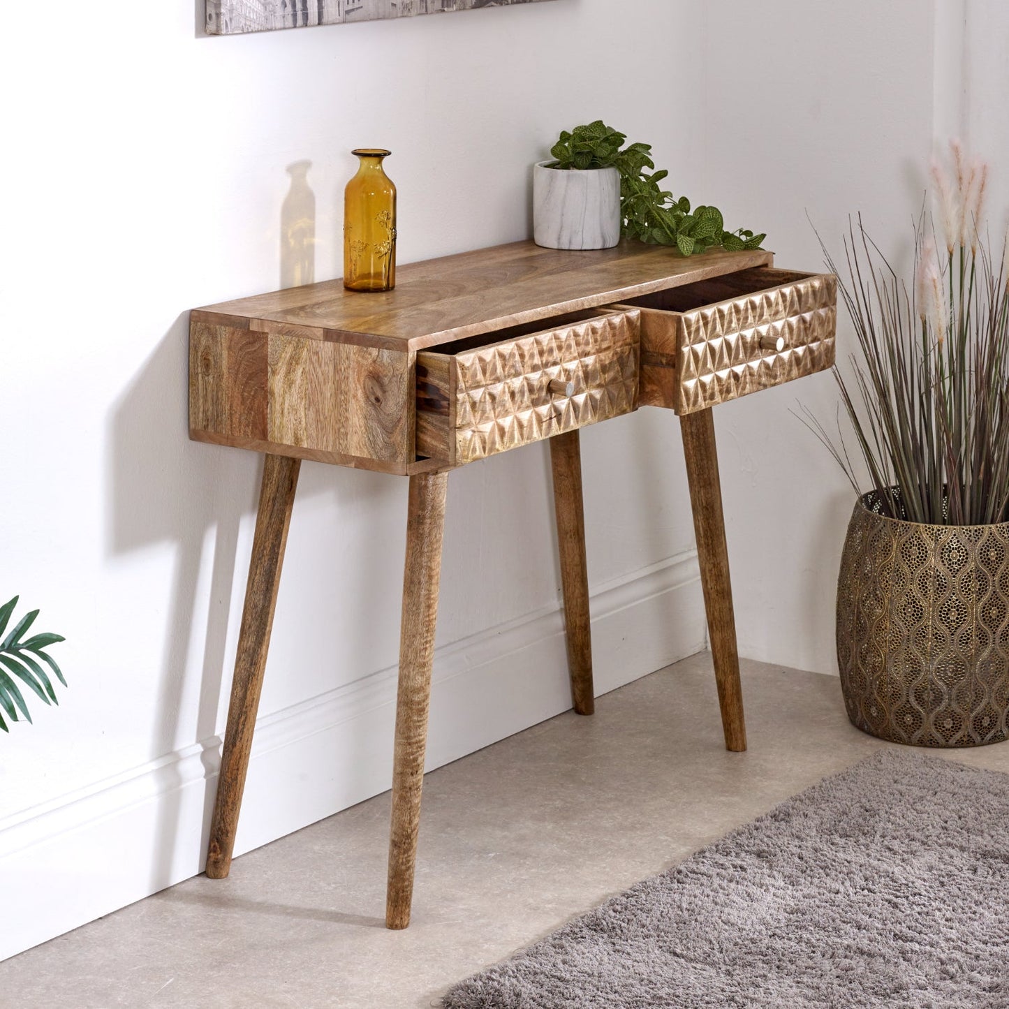 Marlow Light Mango Wood Console Table with 2 Drawers