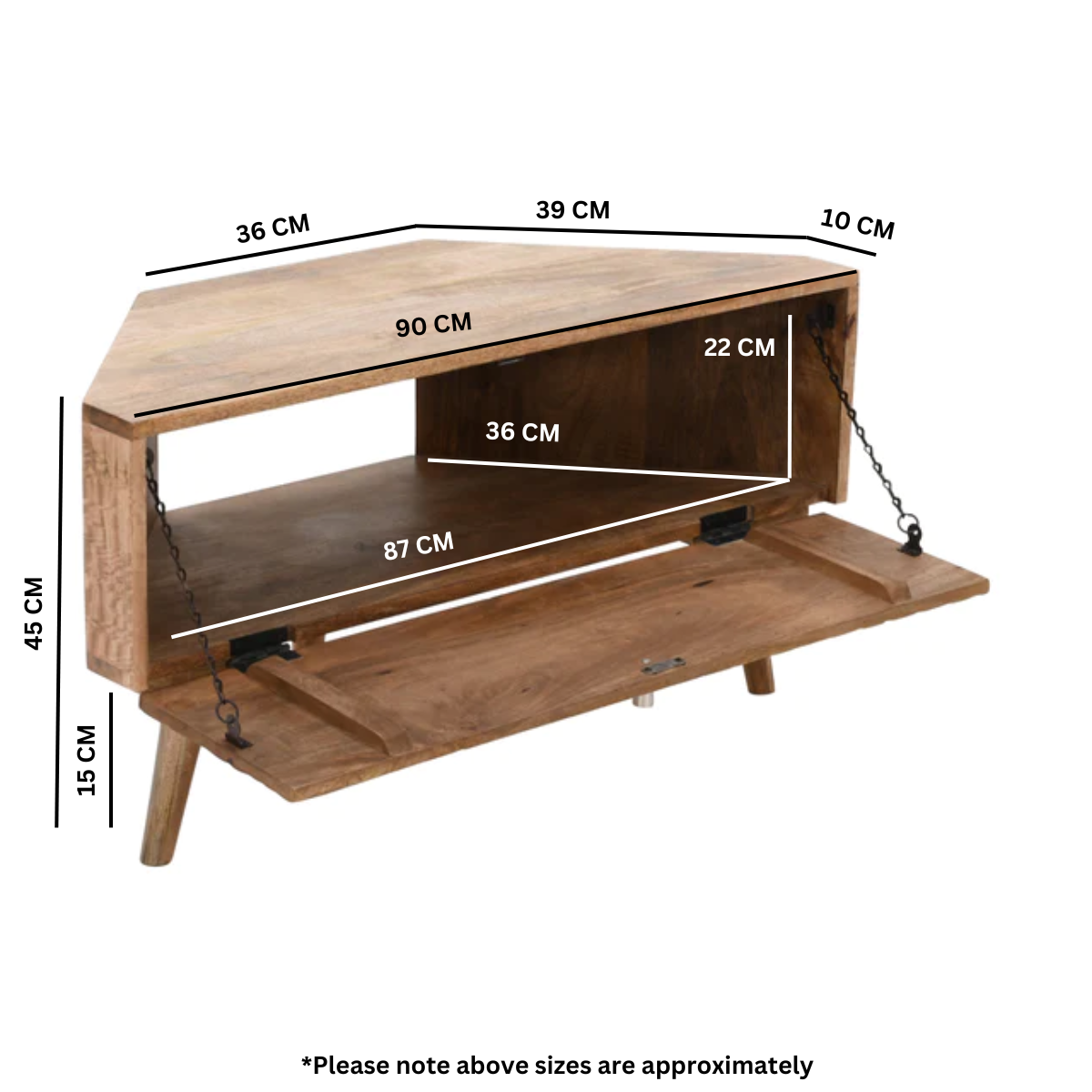 Marlow Light Mango Wood Corner TV Stand
