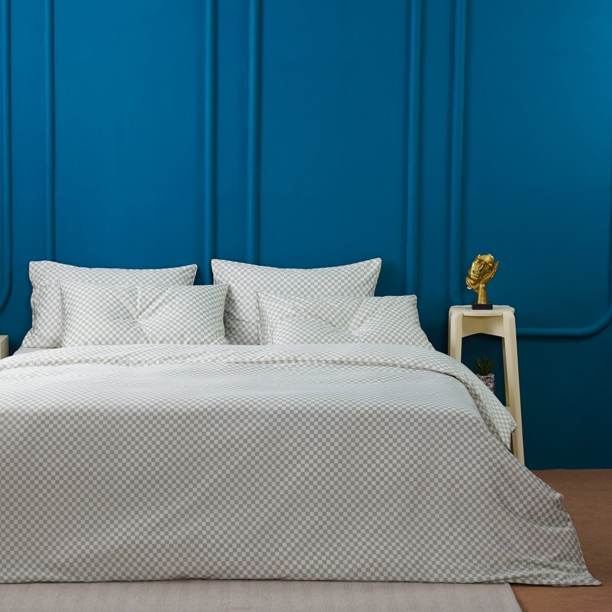 Ackly Bamboo - Sage Green Checkerboard Duvet Cover