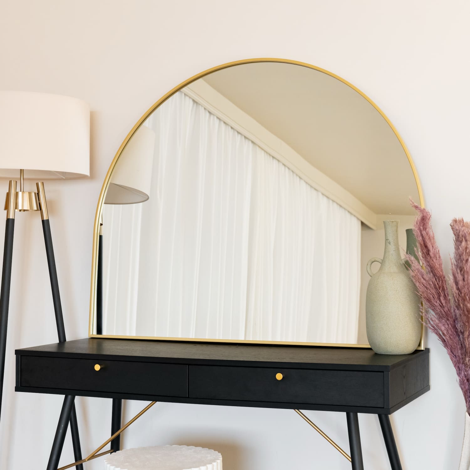 Akiko - Gold Metal Arched Mirror - 95cm x 120cm