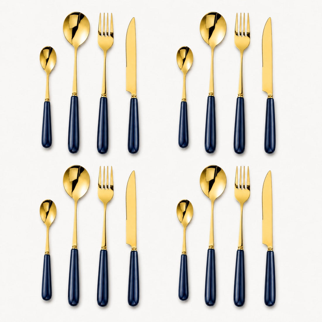 Aldermere 16-Piece Gold Cutlery Set – Midnight Navy