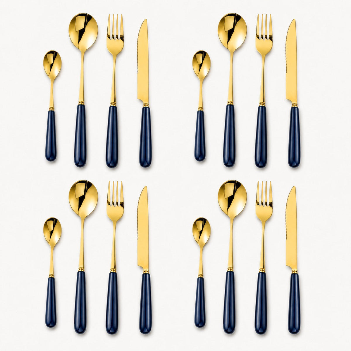 Aldermere 16-Piece Gold Cutlery Set – Midnight Navy