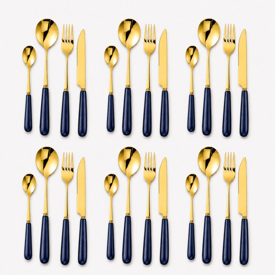 Aldermere 24-Piece Gold Cutlery Set – Midnight Navy