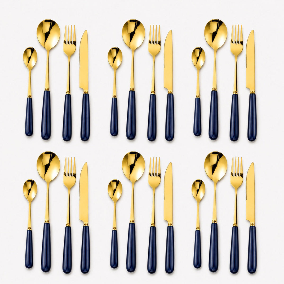 Aldermere 24-Piece Gold Cutlery Set – Midnight Navy