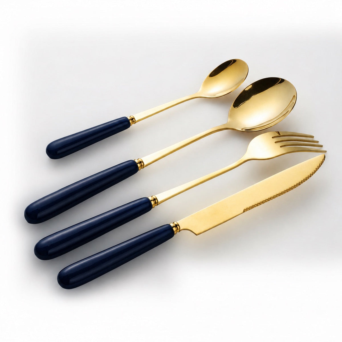 Aldermere 24-Piece Gold Cutlery Set – Midnight Navy