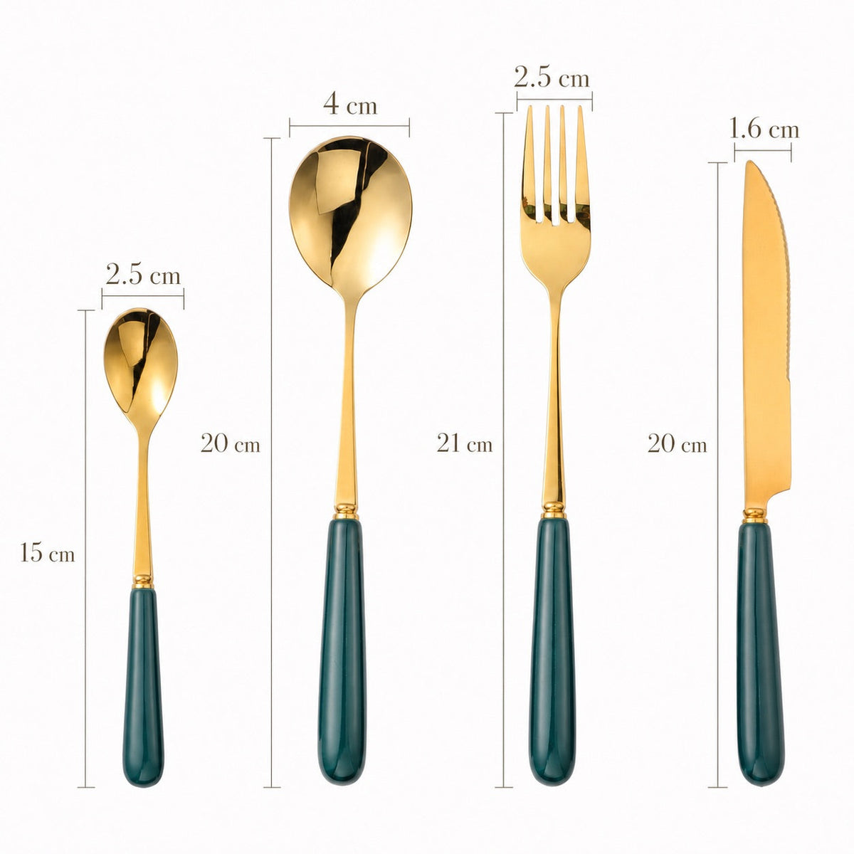 Aldermere 24-Piece Gold Cutlery Set – Forest Green