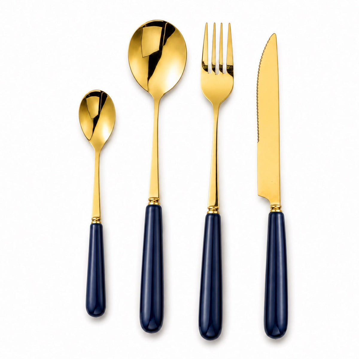 Aldermere 24-Piece Gold Cutlery Set – Midnight Navy