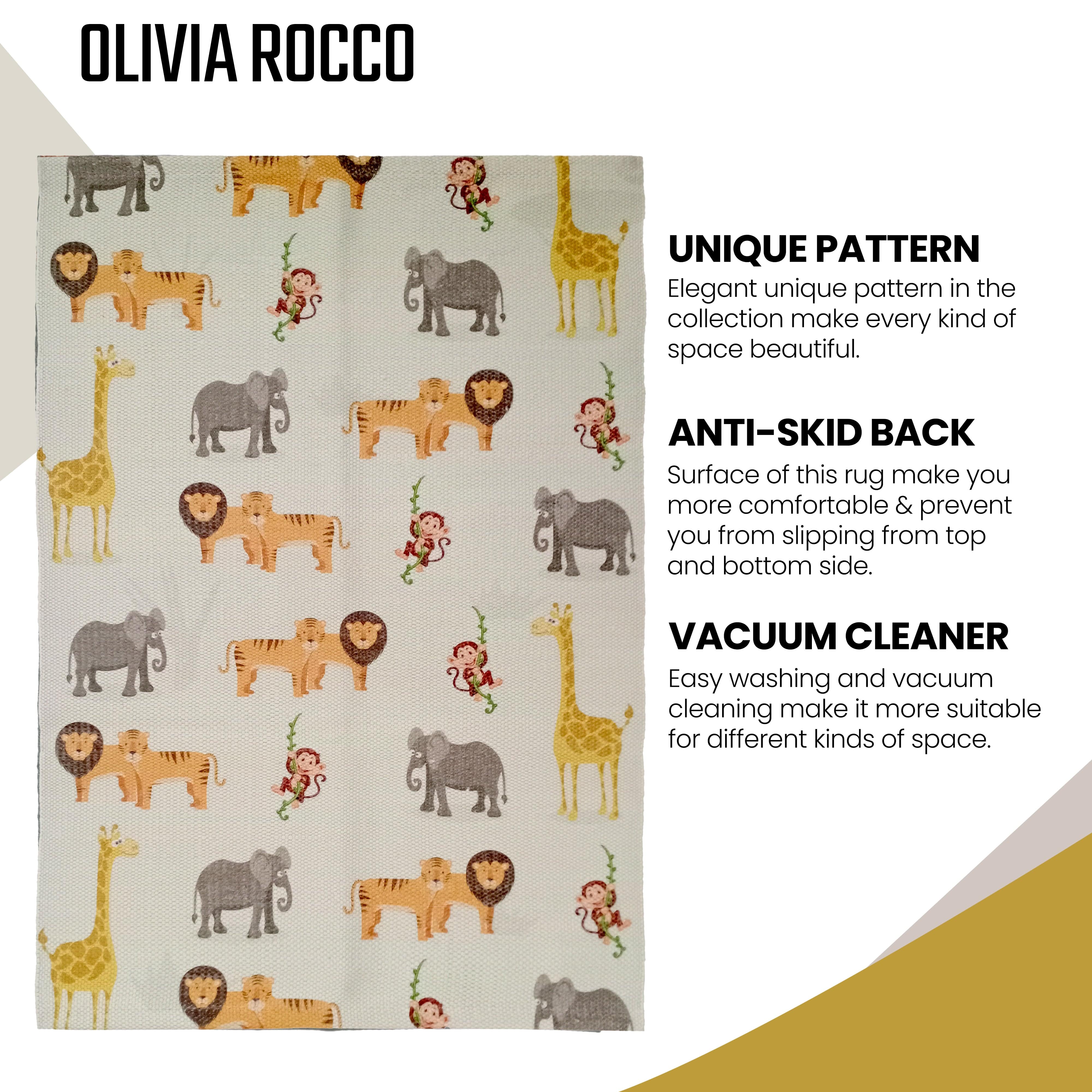 Animal Printed Rug Safari Modern Non-Slip Soft Durable Floor Rug for Living Room Bedroom Hallway & Office by OLIVIA ROCCO