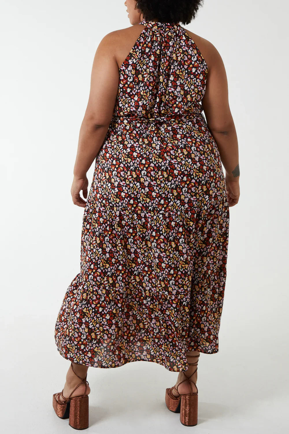 Curve Animal Halter Neck Maxi Dress