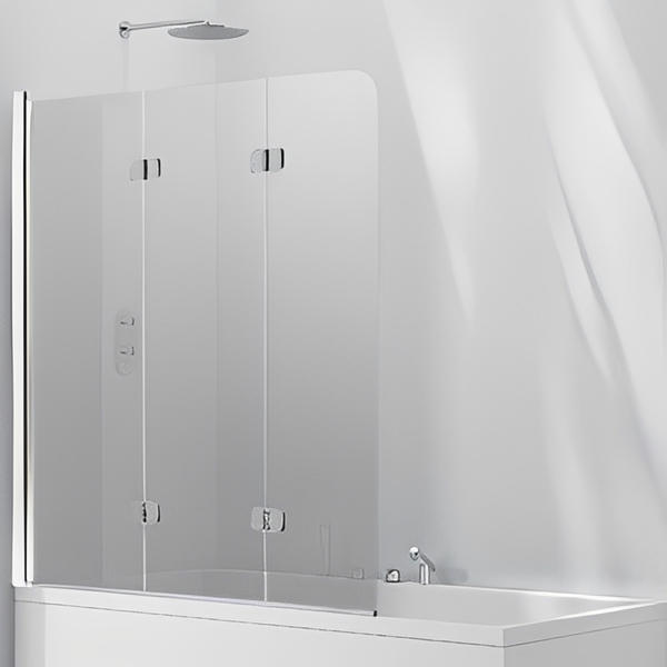 Aquaglass 6mm Frameless Bath Screen with 3 Folding Panels - 1400 x 1200mm