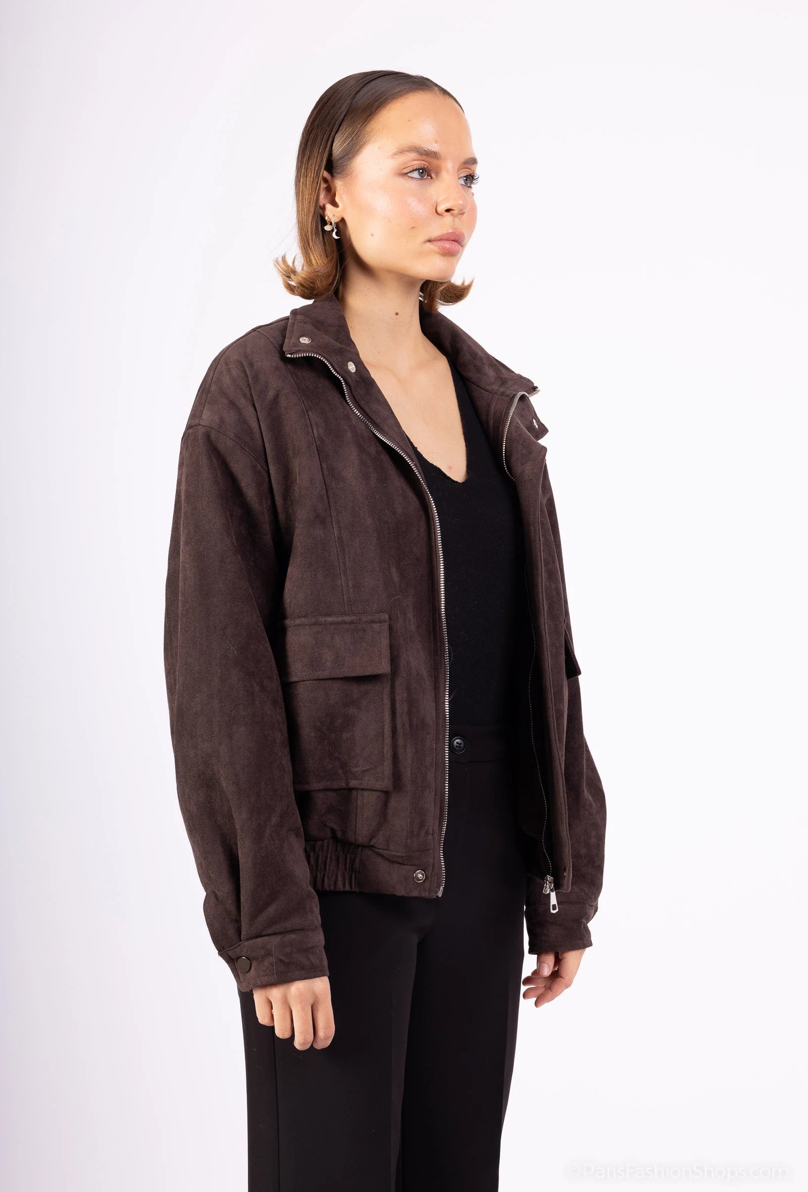 ARLENA – Short suede-look zip-up jacket