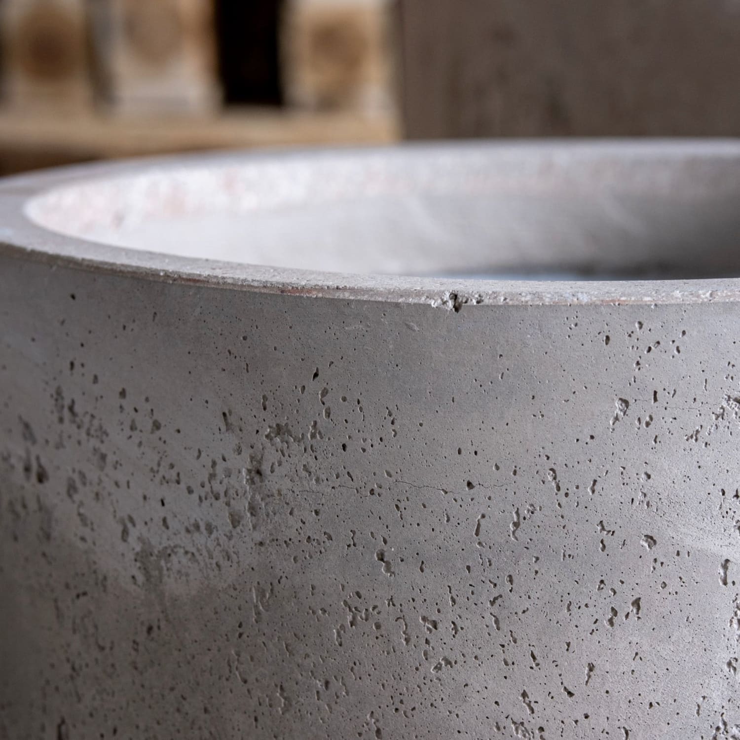 Aurella | Truffle – 40cm Large Concrete Cylinder Planter – 34L Round Plant Pot