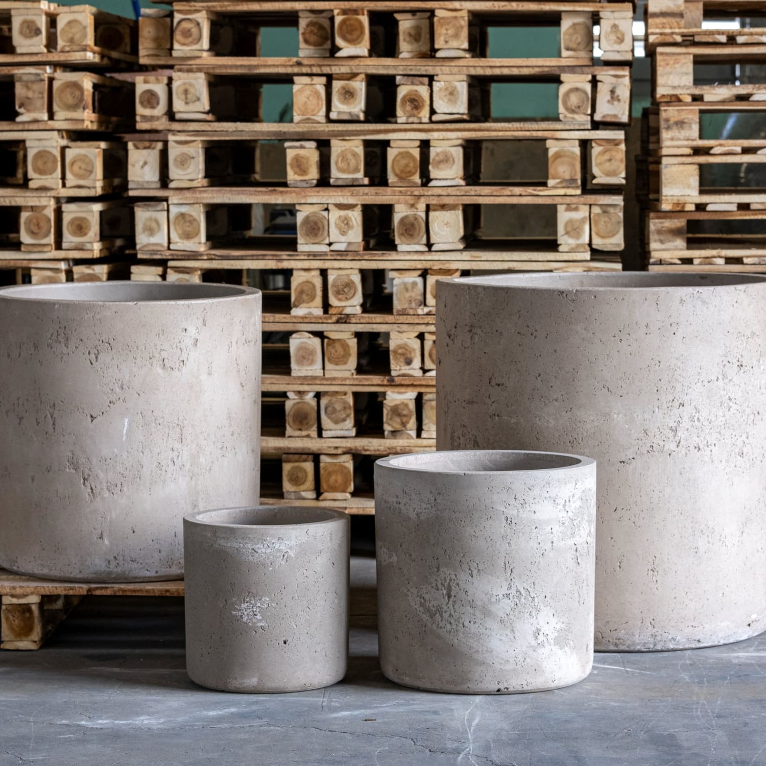 Aurella | Truffle – 70cm Extra Large Concrete Cylinder Planter – 199L Round Plant Pot