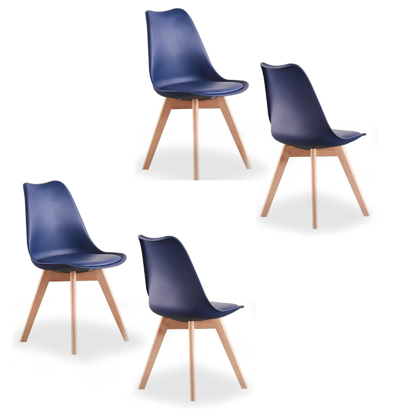 5PCs Dining Set - a Black Halo Dining Table & Set of 4 Lorenzo Tulip chairs with Padded Seat