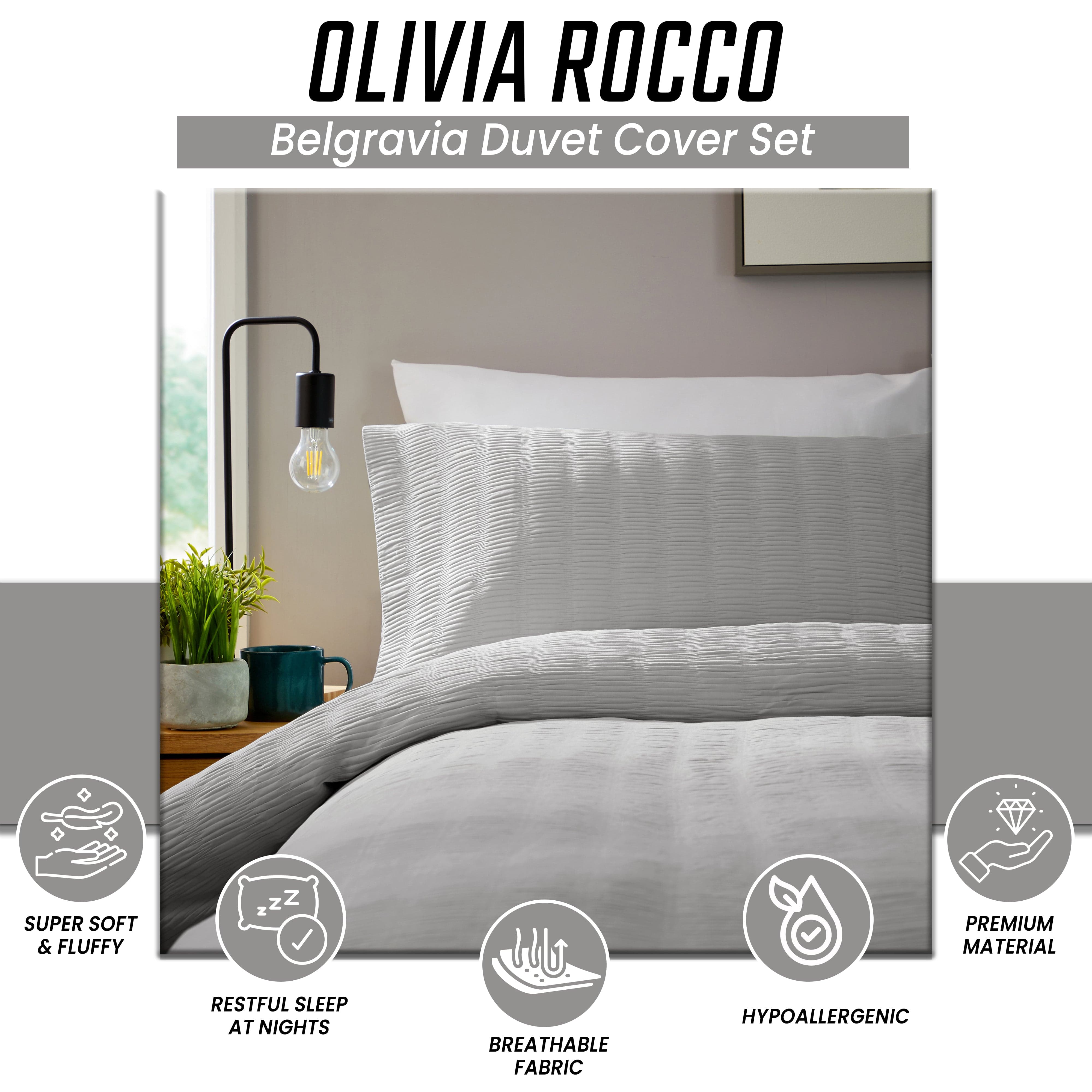 Belgravia Grey Microfibre Duvet Cover Set with Pillowcases Soft Easy Care Modern Quilt Bedding Bed Linen Set by OLIVIA ROCCO