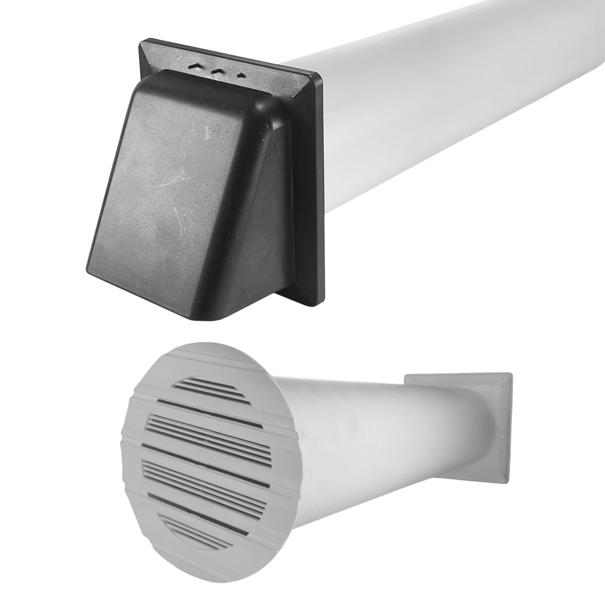 Round Bella Vent Through Wall Ventilation Kit with 100mm Pipe and Graphite Vent