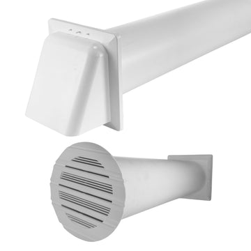 Round Bella Vent Through Wall Ventilation Kit with 100mm Pipe and White Vent
