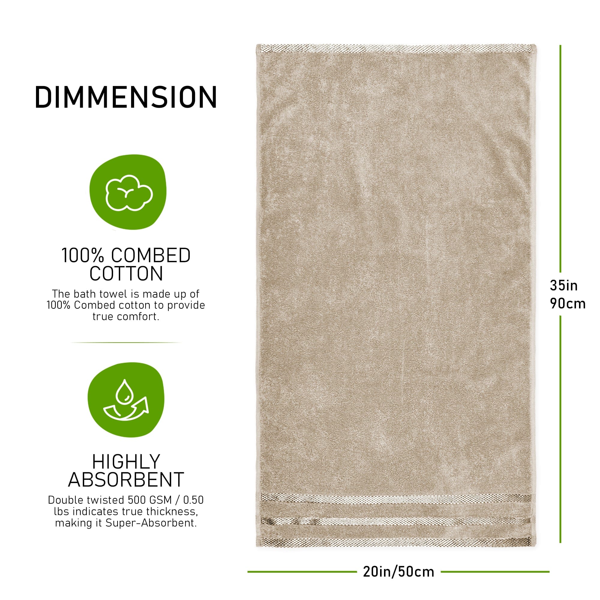 Belmont Viscose Stripe Beige Towels 100% Cotton Hotel Quality Super Absorbent 10 Piece Bale Set, 4 Hand Towel & 12 Face Cloths by OLIVIA ROCCO