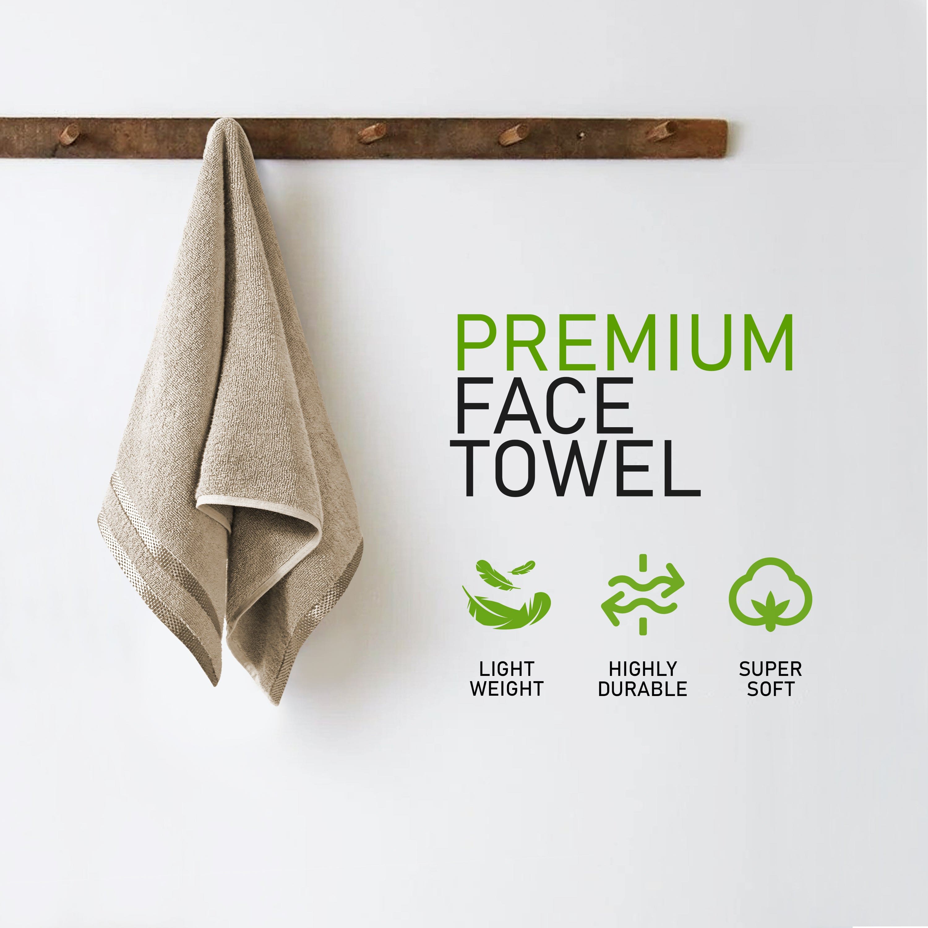 Belmont Viscose Stripe Beige Towels 100% Cotton Hotel Quality Super Absorbent 10 Piece Bale Set, 4 Hand Towel & 12 Face Cloths by OLIVIA ROCCO