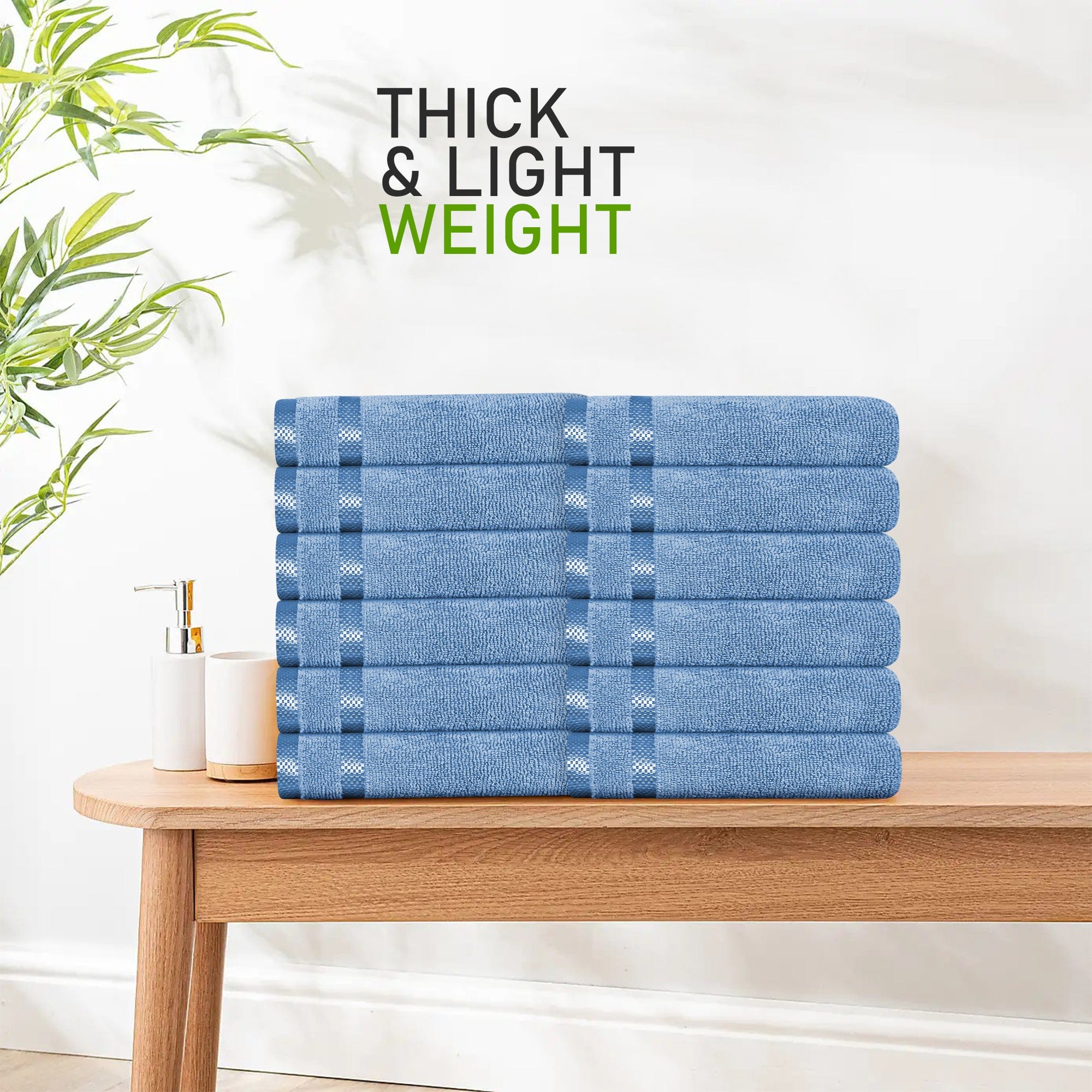 Belmont Viscose Stripe Blue Towels 100% Cotton Hotel Quality Super Absorbent 10 Piece Bale Set, 4 Hand Towel & 12 Face Cloths by OLIVIA ROCCO