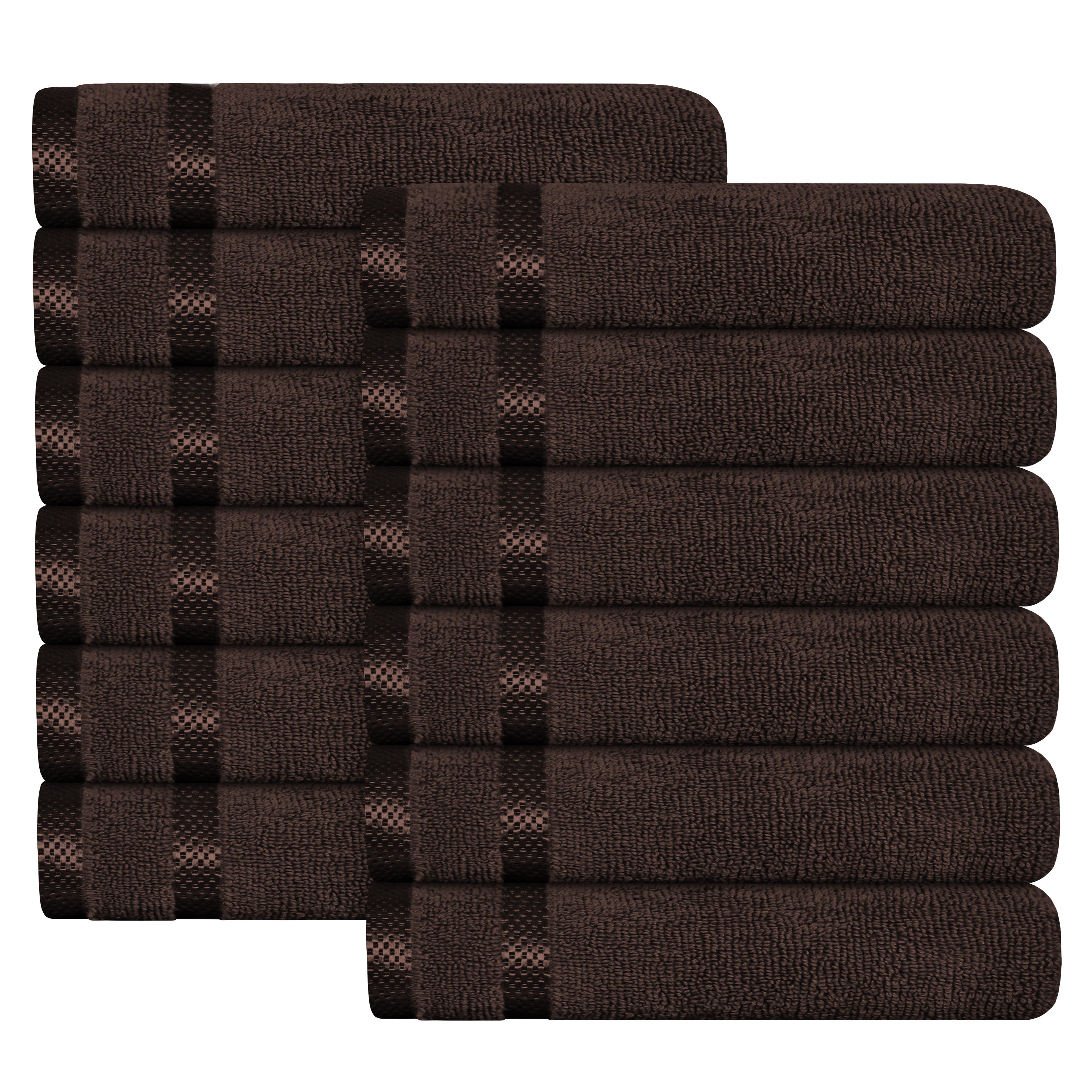 Belmont Viscose Stripe Brown Towels 100% Cotton Hotel Quality Super Absorbent 10 Piece Bale Set, 4 Hand Towel & 12 Face Cloths by OLIVIA ROCCO