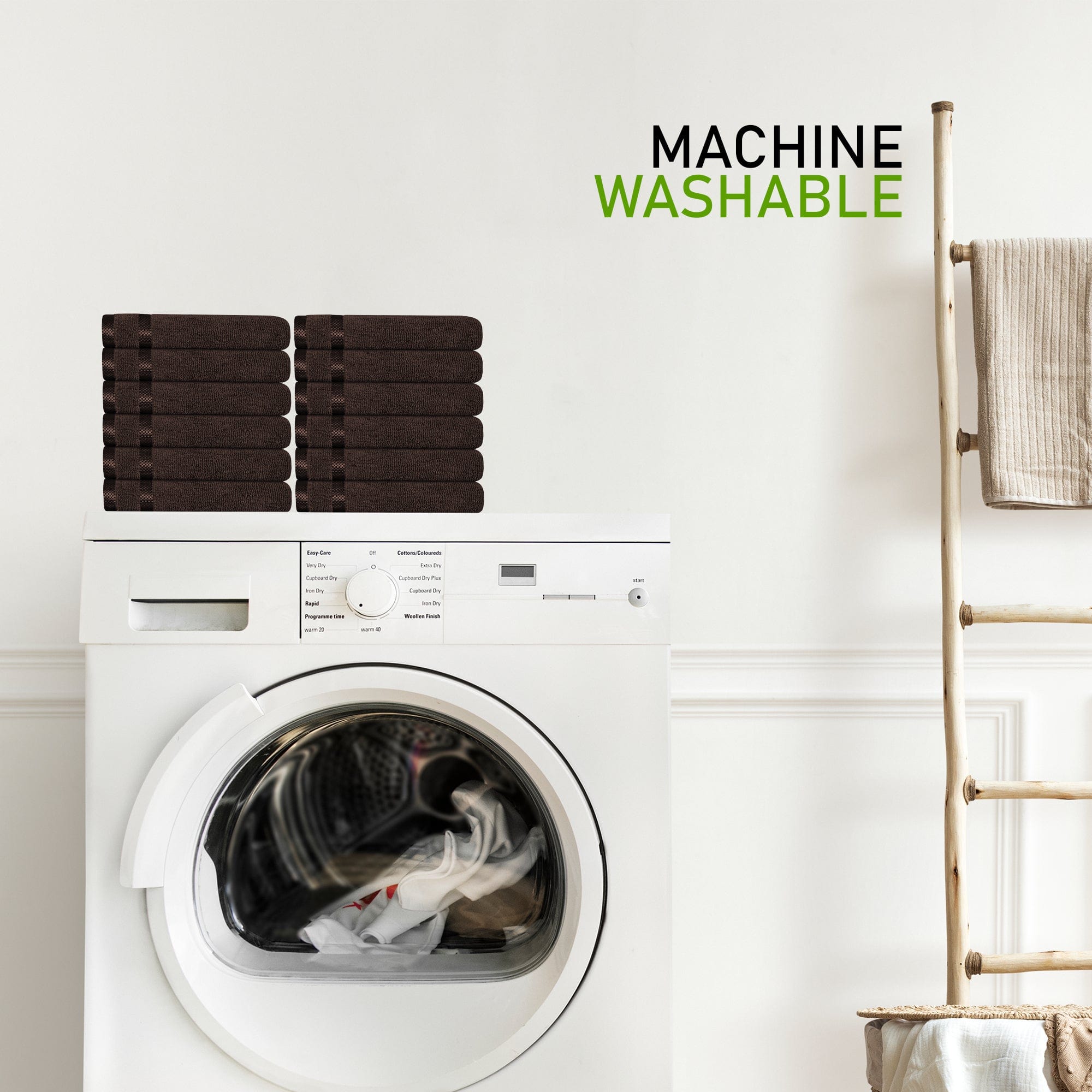 Belmont Viscose Stripe Brown Towels 100% Cotton Hotel Quality Super Absorbent 10 Piece Bale Set, 4 Hand Towel & 12 Face Cloths by OLIVIA ROCCO