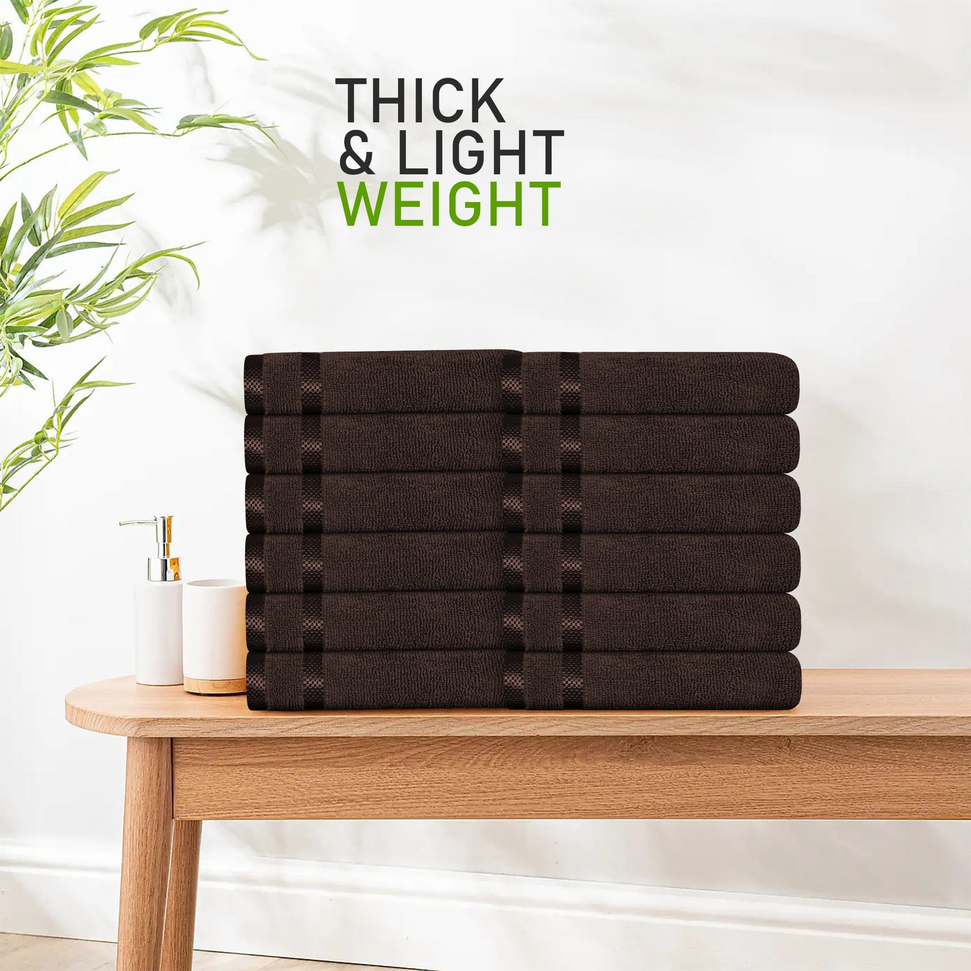 Belmont Viscose Stripe Brown Towels 100% Cotton Hotel Quality Super Absorbent 10 Piece Bale Set, 4 Hand Towel & 12 Face Cloths by OLIVIA ROCCO