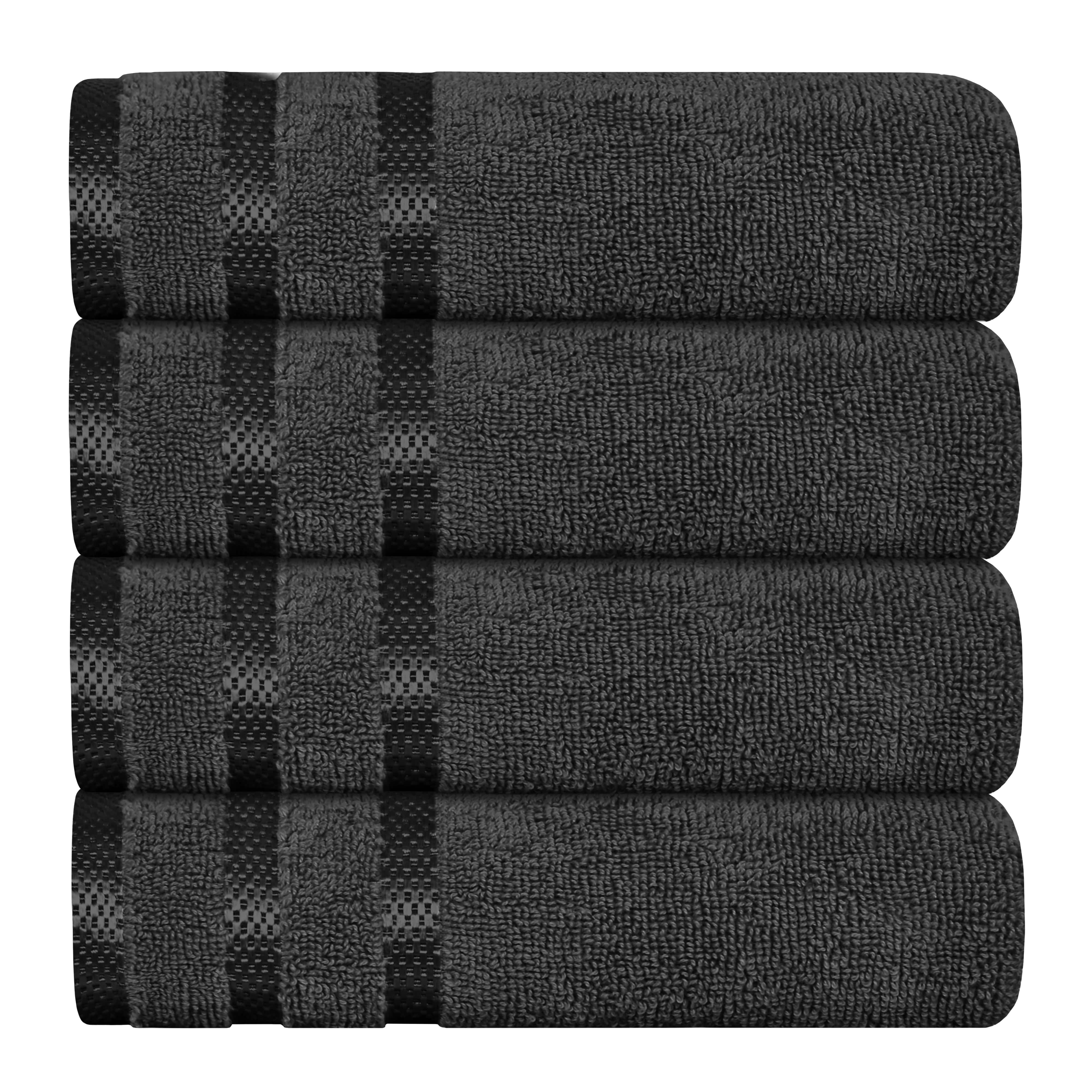 Belmont Viscose Stripe Grey Towels 100% Cotton Hotel Quality Super Absorbent 10 Piece Bale Set, 4 Hand Towel & 12 Face Cloths by OLIVIA ROCCO