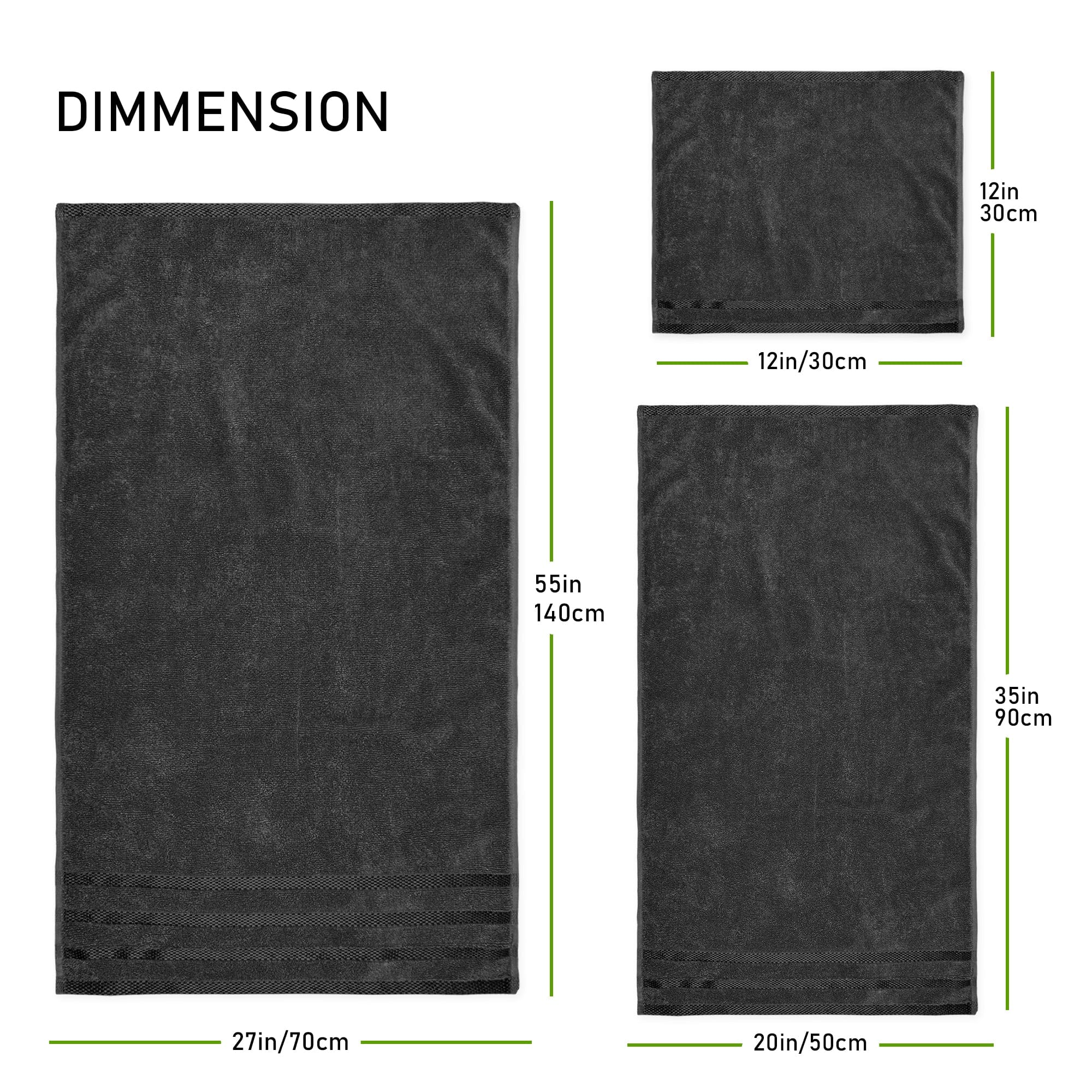 Belmont Viscose Stripe Grey Towels 100% Cotton Hotel Quality Super Absorbent 10 Piece Bale Set, 4 Hand Towel & 12 Face Cloths by OLIVIA ROCCO