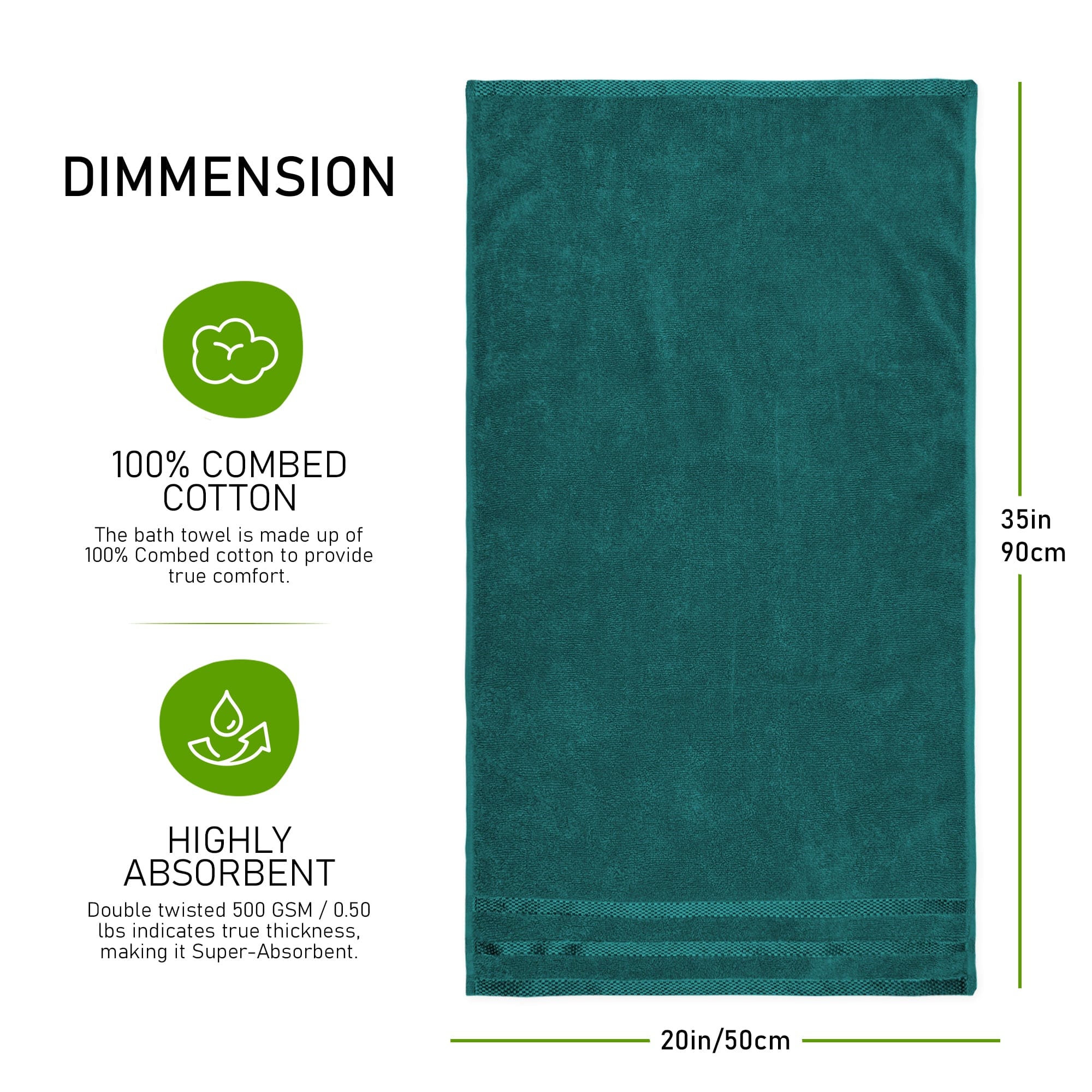 Belmont Viscose Stripe Jade Green Towels 100% Cotton Hotel Quality Super Absorbent 10 Piece Bale Set, 4 Hand Towel & 12 Face Cloths by OLIVIA ROCCO
